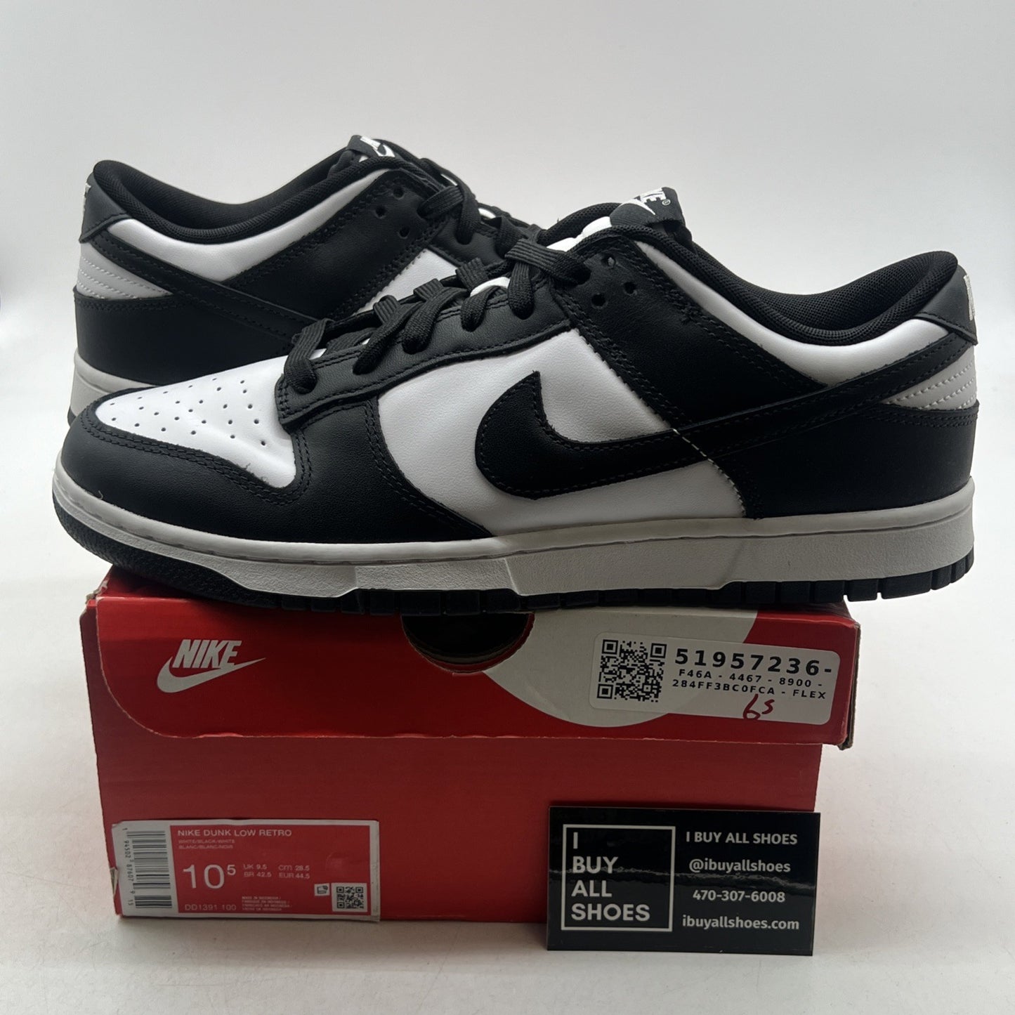 Size 10.5 - Nike Dunk Low Black White (DD1391-100)