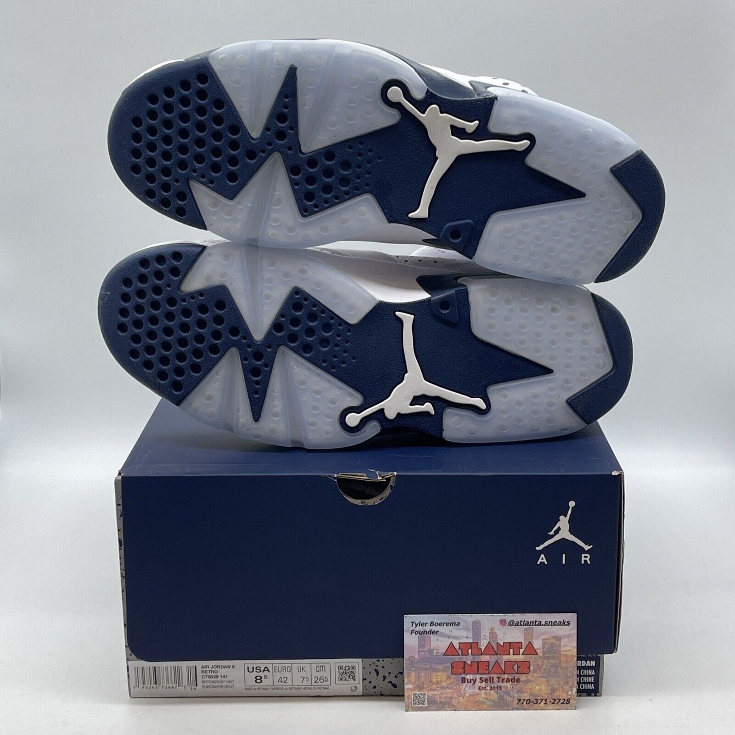 Size 8.5 - Jordan 6 Retro Midnight Navy Silver White Leather (CT8529-141)