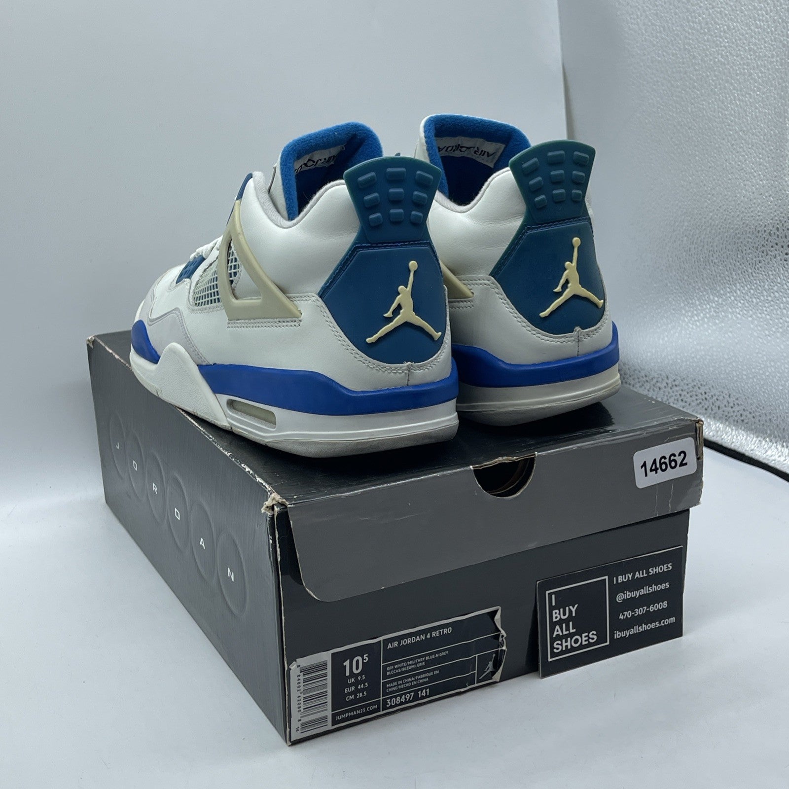 Size 10.5 - Air Jordan 4 Retro 2006 Military Blue White Suede (308497-141)