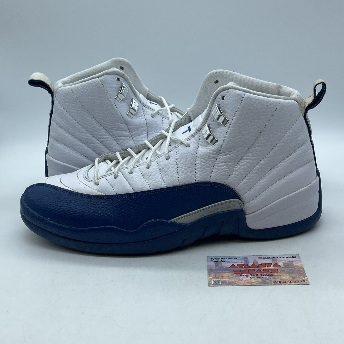 Size 12.5 - Jordan 12 Retro French Blue 2016 Silver White Leather (130690-113)