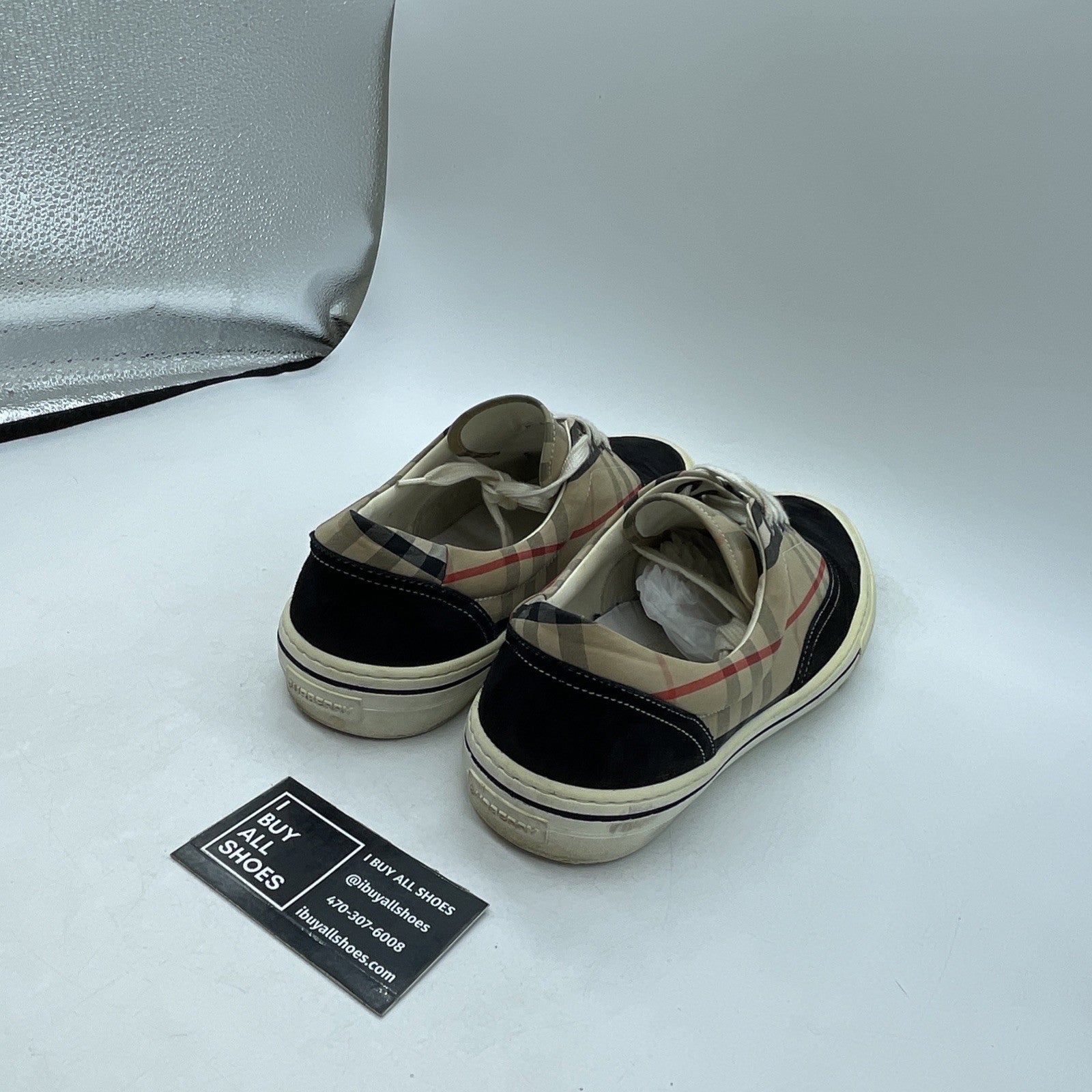Size 43 - BURBERRY WILSON VINTAGE CHECK CANVAS LOW TOP SNEAKERS