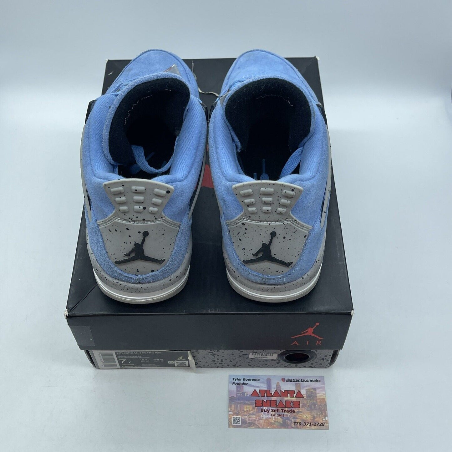Size 7 - Jordan 4 Retro Black Tech Grey University Blue White 2021 (408452-400)