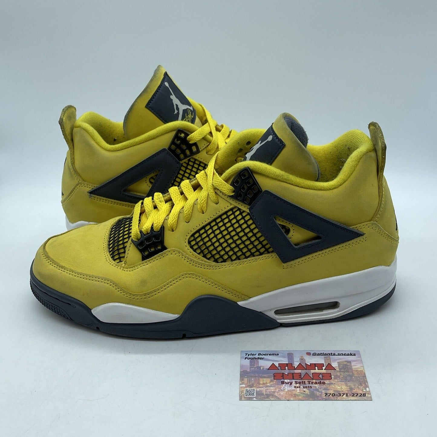 Size 12 - Jordan 4 Retro Mid Lightning Yellow Black Suede Leather (CT8527-700)