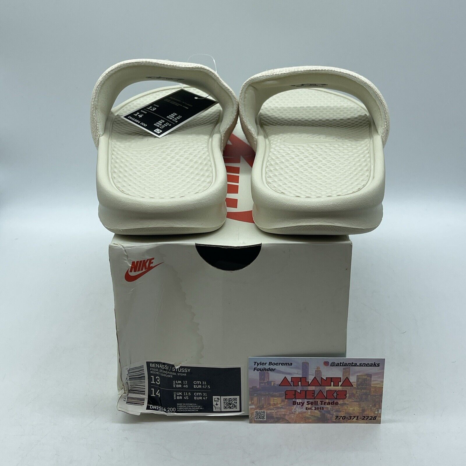 Size 13 - Stuzzy X Benassi Fossil Stone Tan White (DH1584-200)