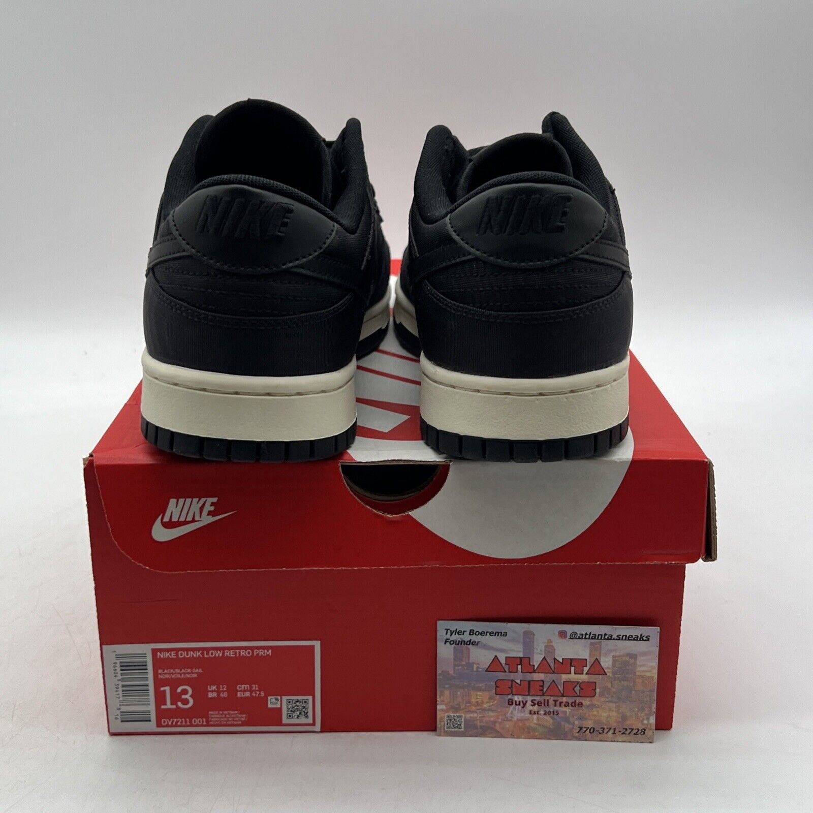 Size 13 - Nike Dunk Low Black Canvas White (DV7211-001)