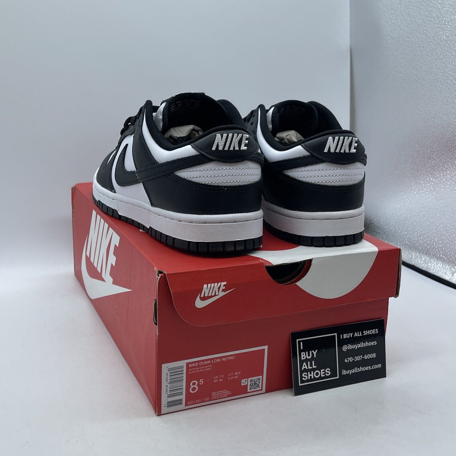 Size 8.5 - Nike Dunk Low Black White Suede Leather (DD1391-100)