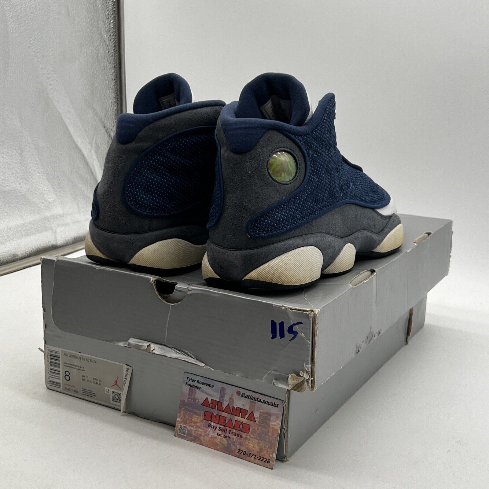 Size 8 - Jordan 13 Retro Mid Flint Blue Grey White Leather Suede (414571-404)