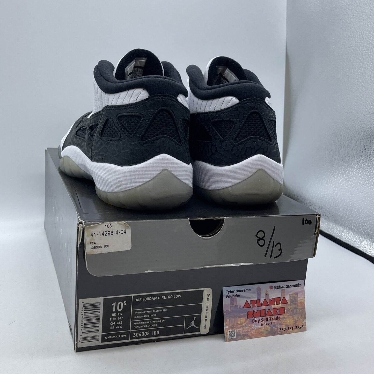 Size 10.5 - Air Jordan 11 Retro IE Low White Black Suede Leather (306008-100)