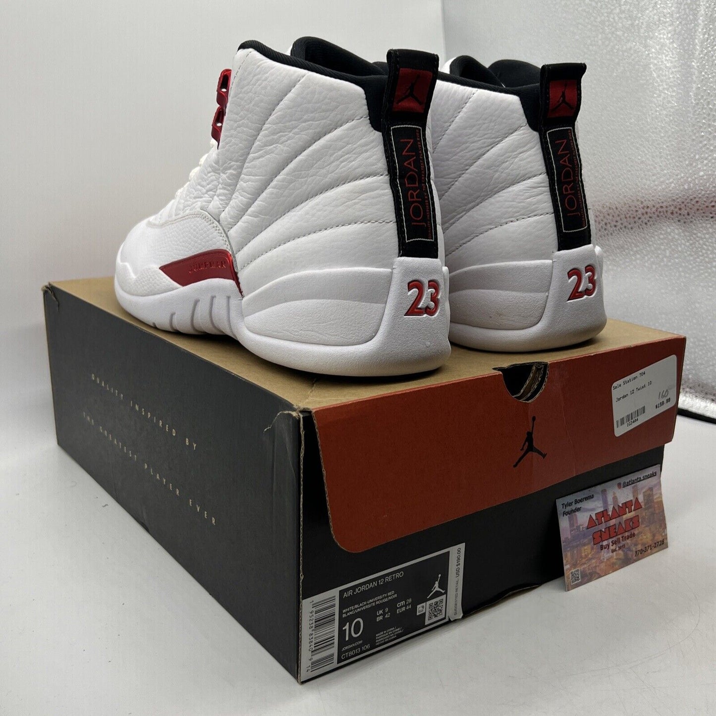 Size 10 - Air Jordan 12 Retro Twist White Red Black Leather (CT8013-106)