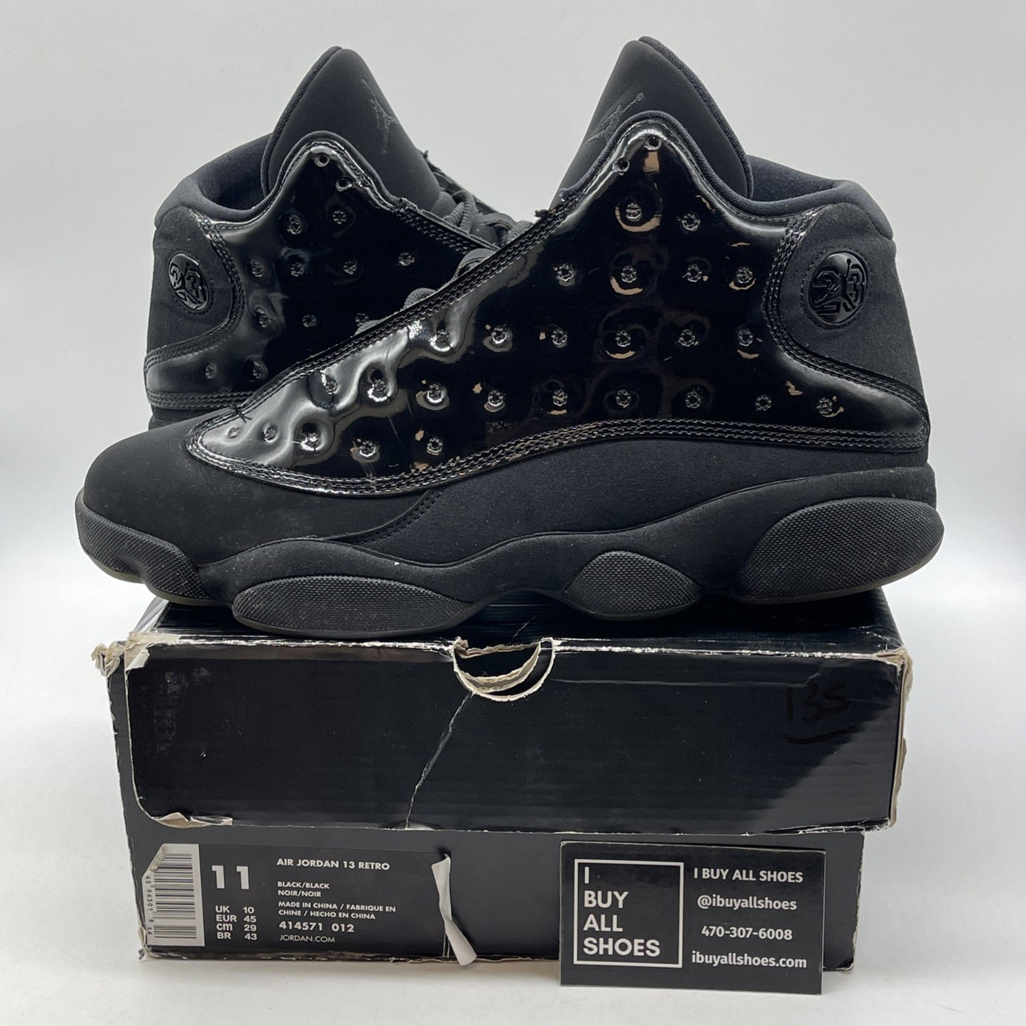 Size 11 - Air Jordan 13 Retro Cap and Gown Black Suede Leather (414571-012)
