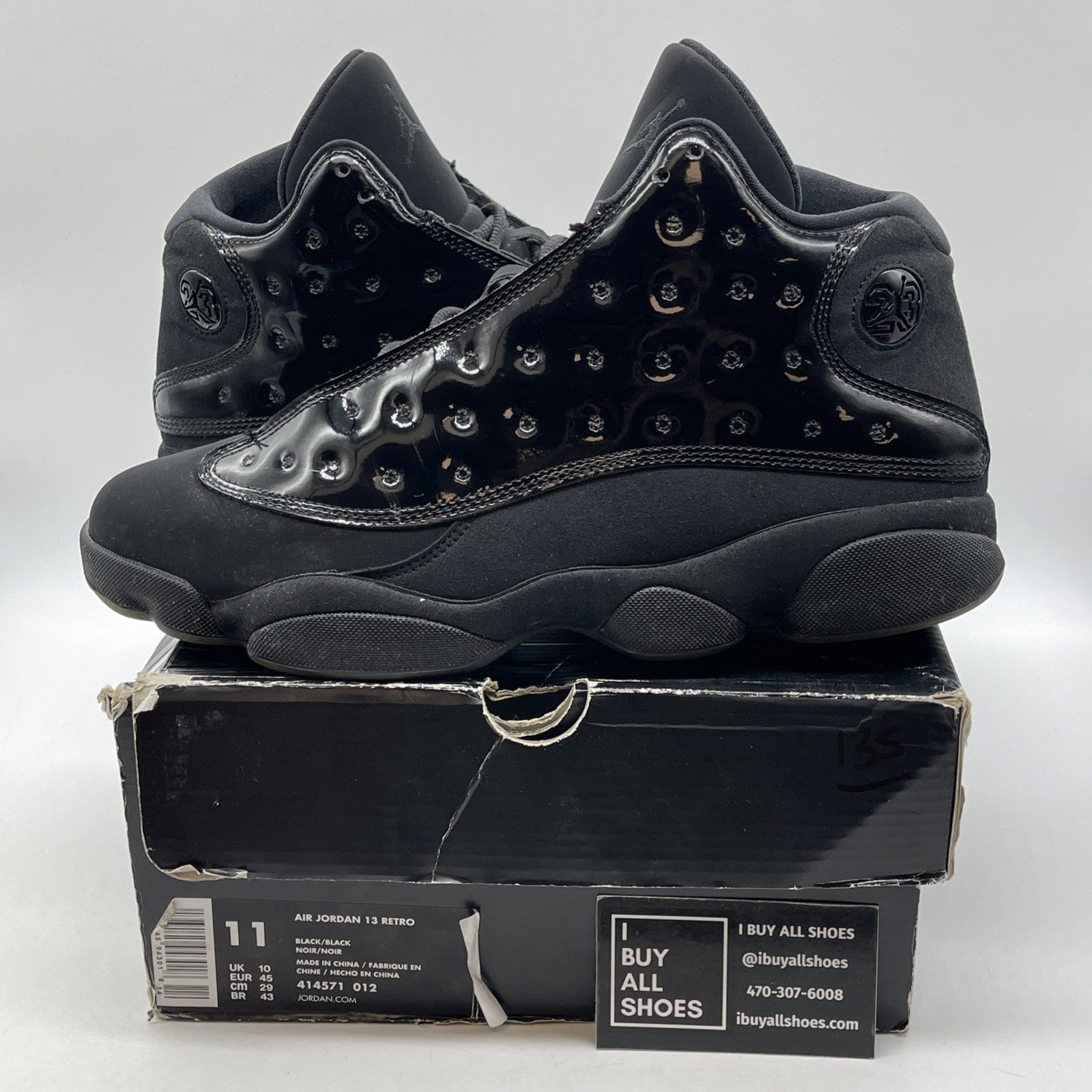 Size 11 - Air Jordan 13 Retro Cap and Gown Black Suede Leather (414571-012)