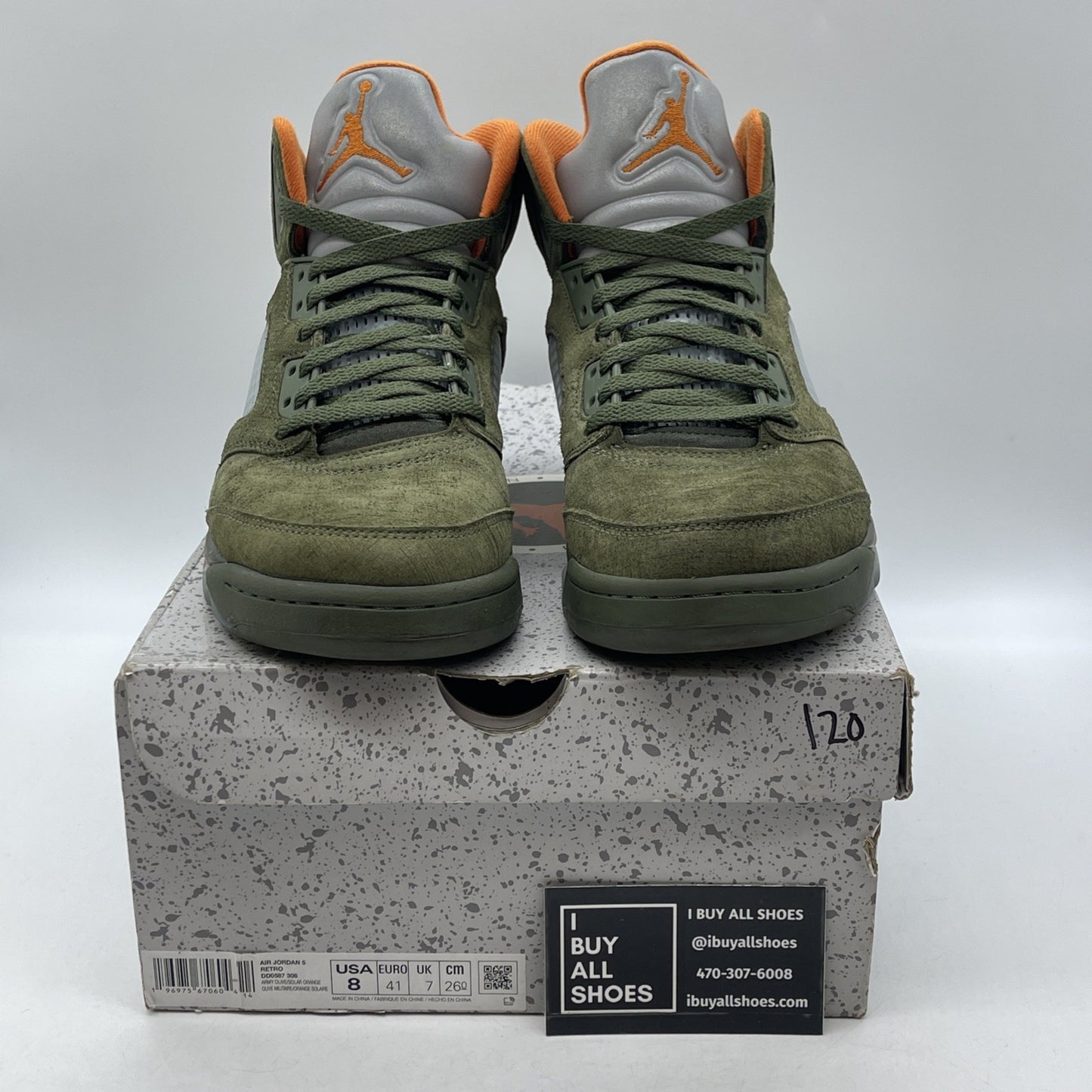 Size 8 - Air Jordan 5 Retro 2024 Olive Orange Suede (DD0587-308)