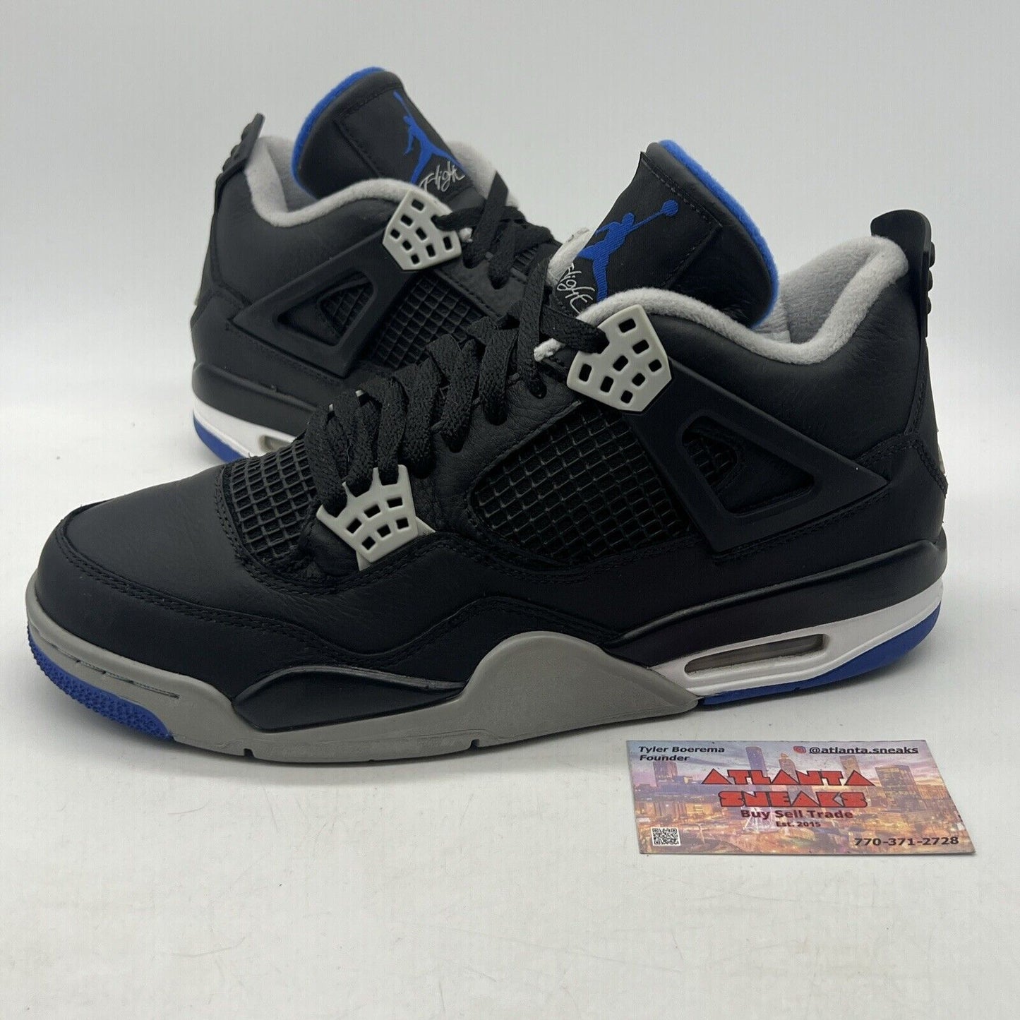 Size 10 - Jordan 4 Retro Motorsports Alternate 2017 Black Grey White 308497-006