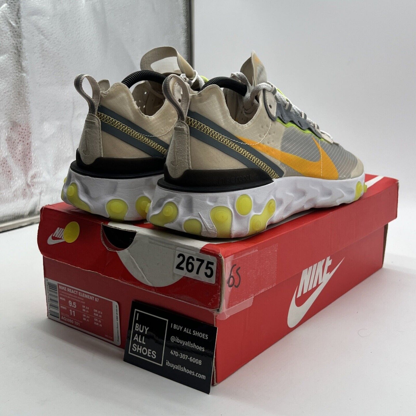 Size 9.5 - Nike React Element 87 Light Orewood (AQ1090-101)
