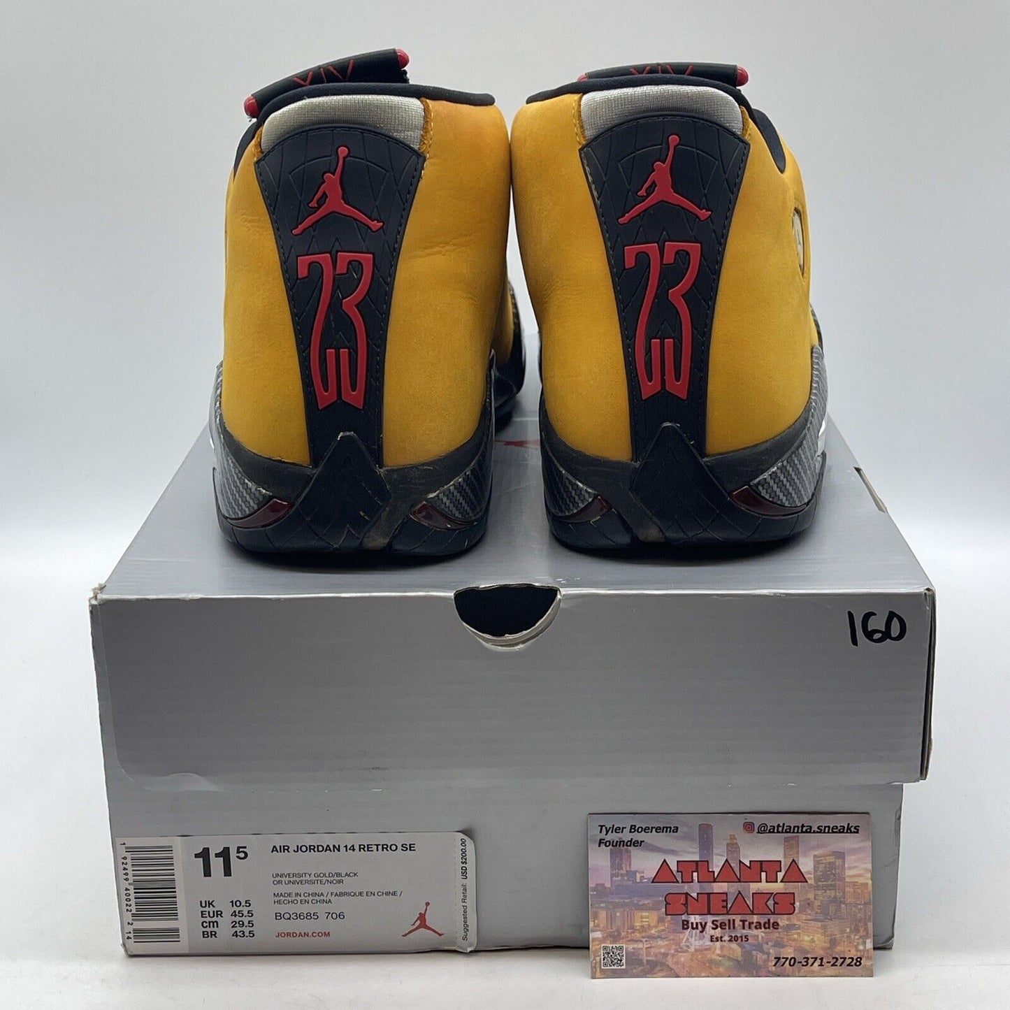 Size 11.5 - Air Jordan 14 Retro Reverse Ferrari Black Yellow Grey (BQ3685-706)
