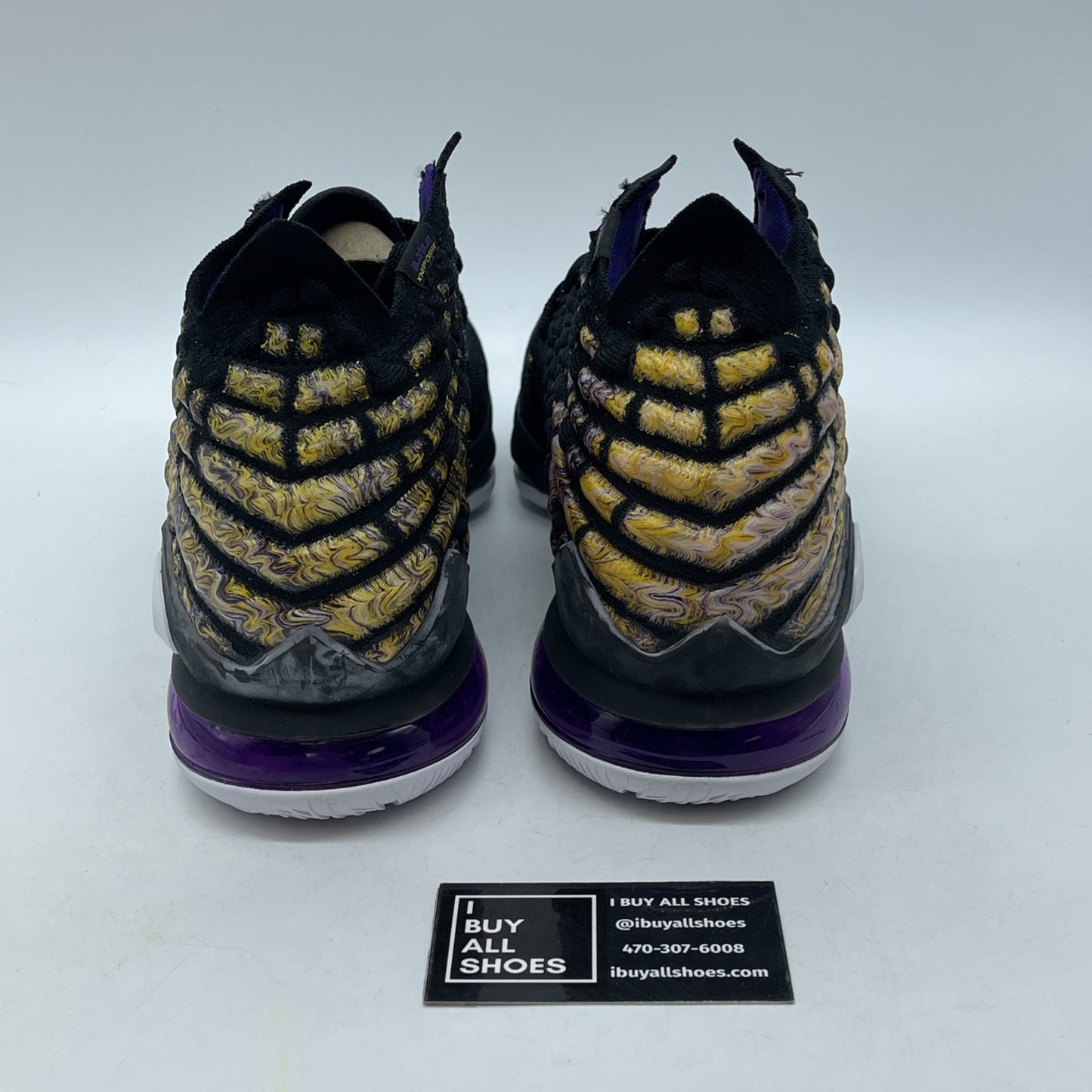 Size 11.5 - Nike LeBron 17 Lakers Black Purple Yellow Suede (BQ3177-004)