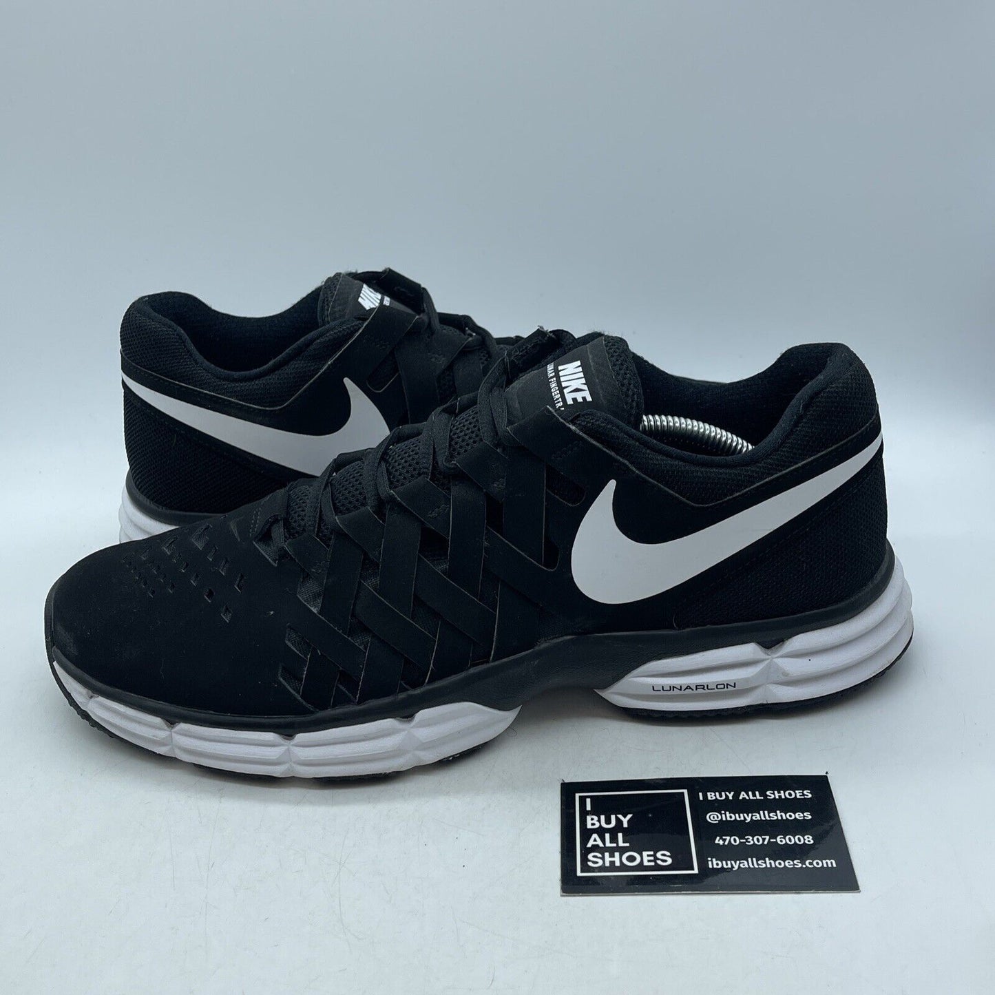 Size 12 - Nike Lunar Fingertrap TR Black White Leather Suede (898066-001)