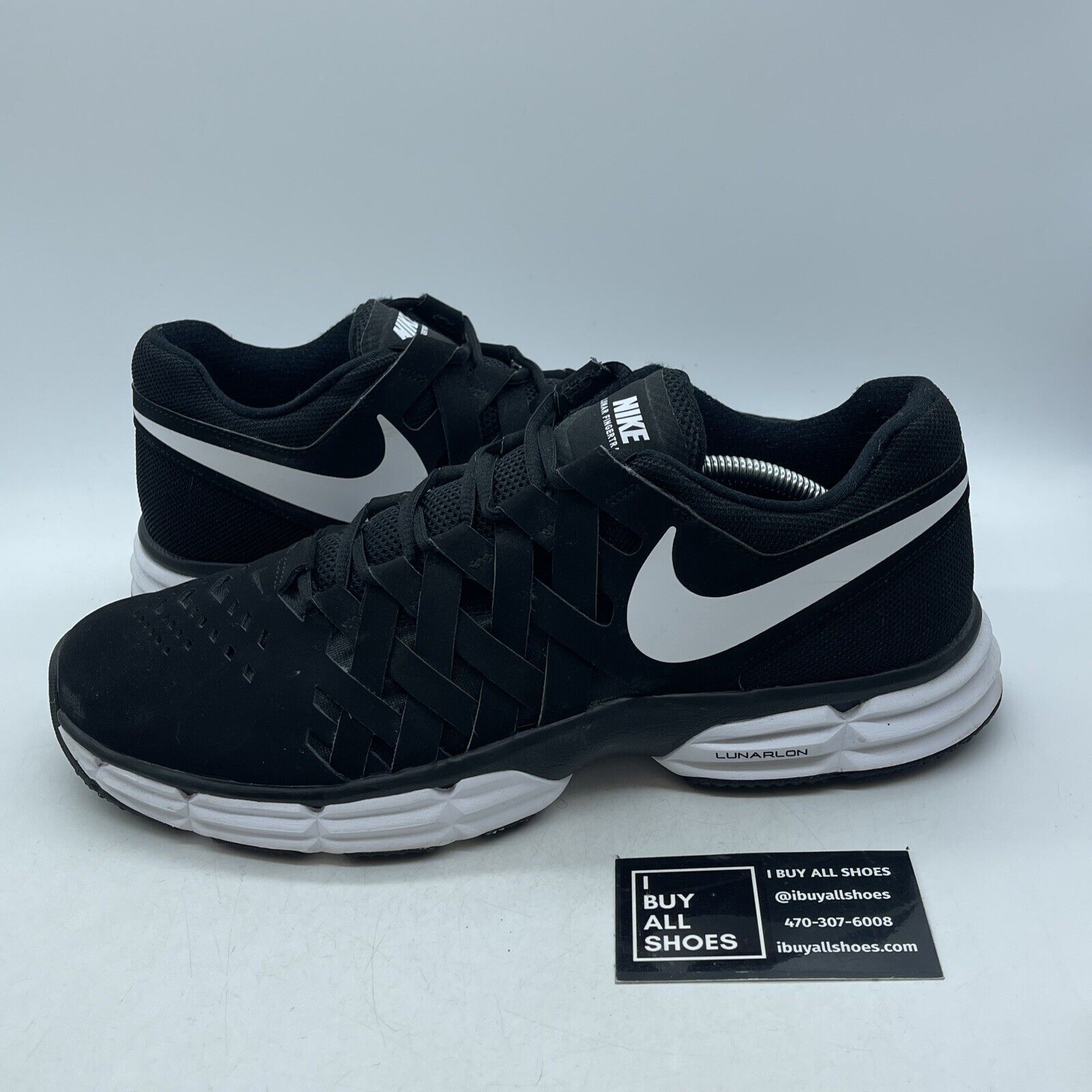 Size 12 - Nike Lunar Fingertrap TR Black White Leather Suede (898066-001)