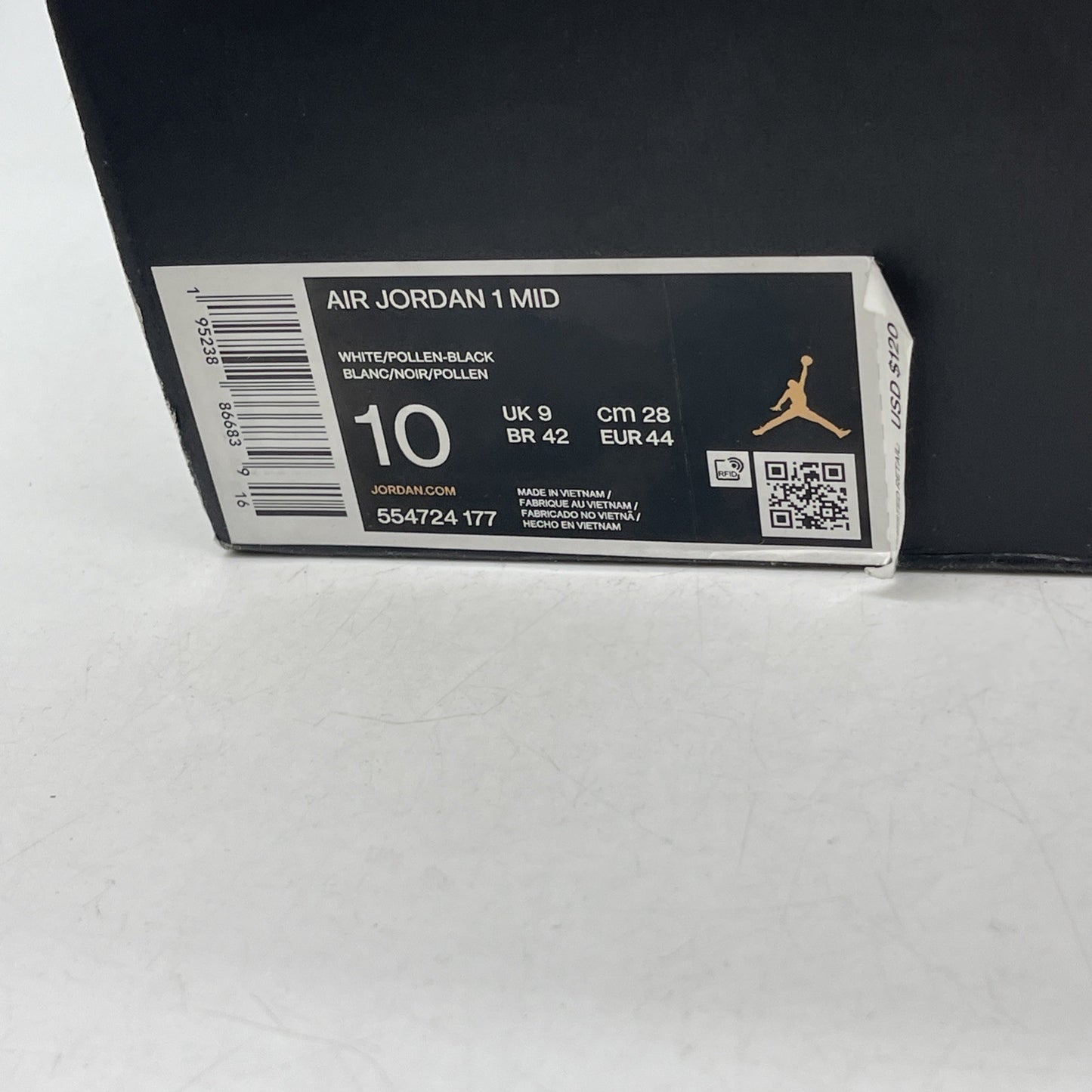 Size 10 - Air Jordan 1 Mid Black University Gold (554724-177)
