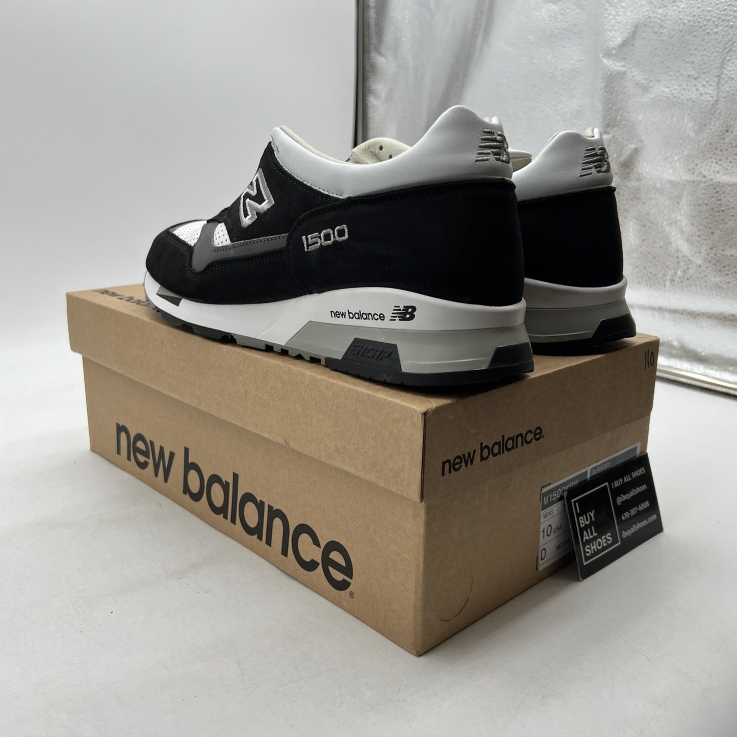 Size 10 - New Balance 1500 Made in England Black White (M1500KGW)