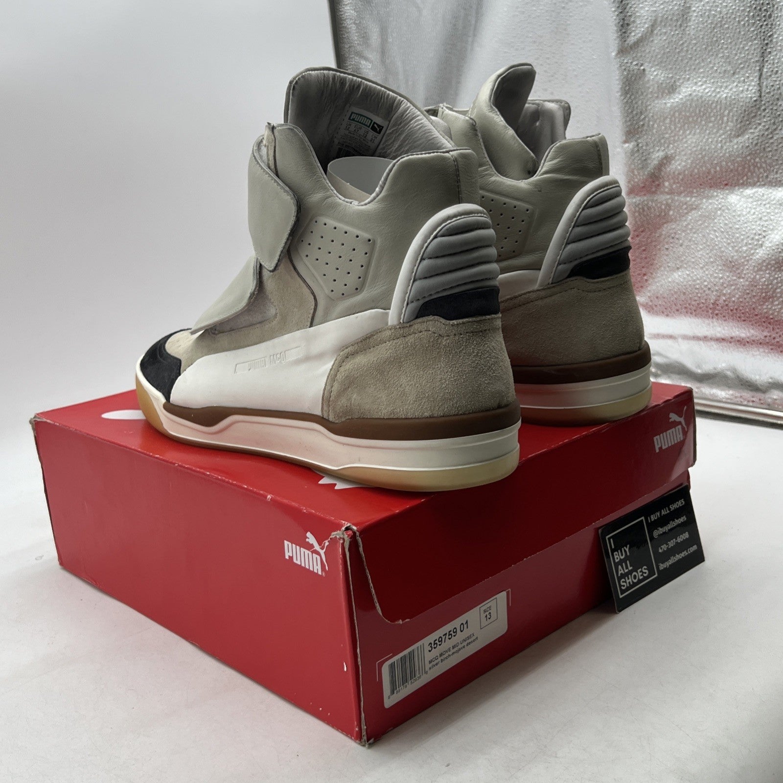 Size 13 - PUMA Move Mid x Alexander McQueen Silver Birch/Mojave Desert