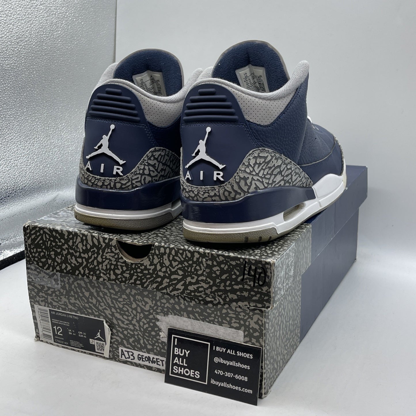 Size 12 - Jordan 3 Retro Blue Obsidian White Leather (CT8532-401)