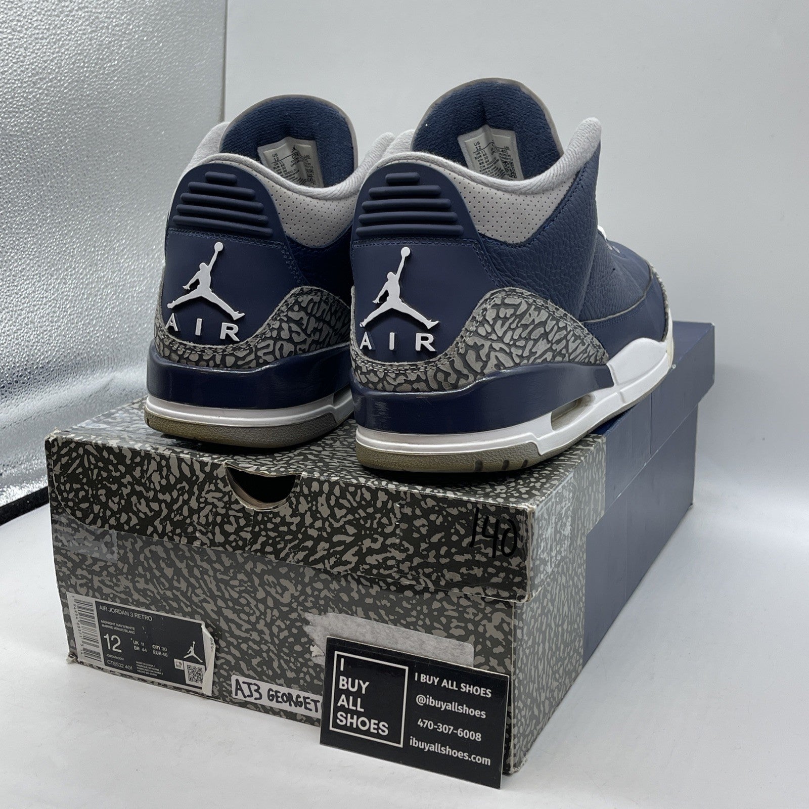 Size 12 - Jordan 3 Retro Blue Obsidian White Leather (CT8532-401)