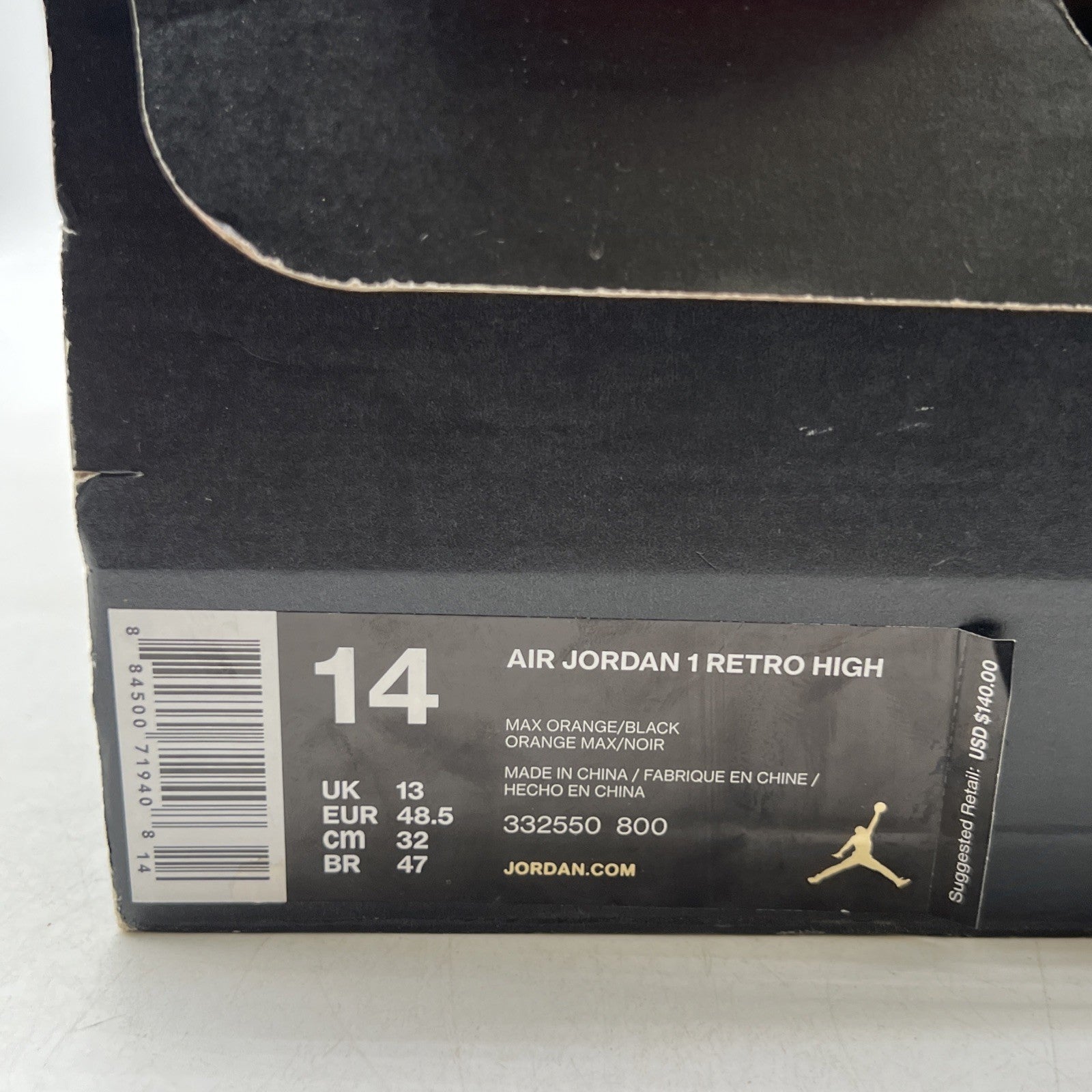 Size 14 - Air Jordan 1 Retro High Rare Air - Max Orange (332550-800)