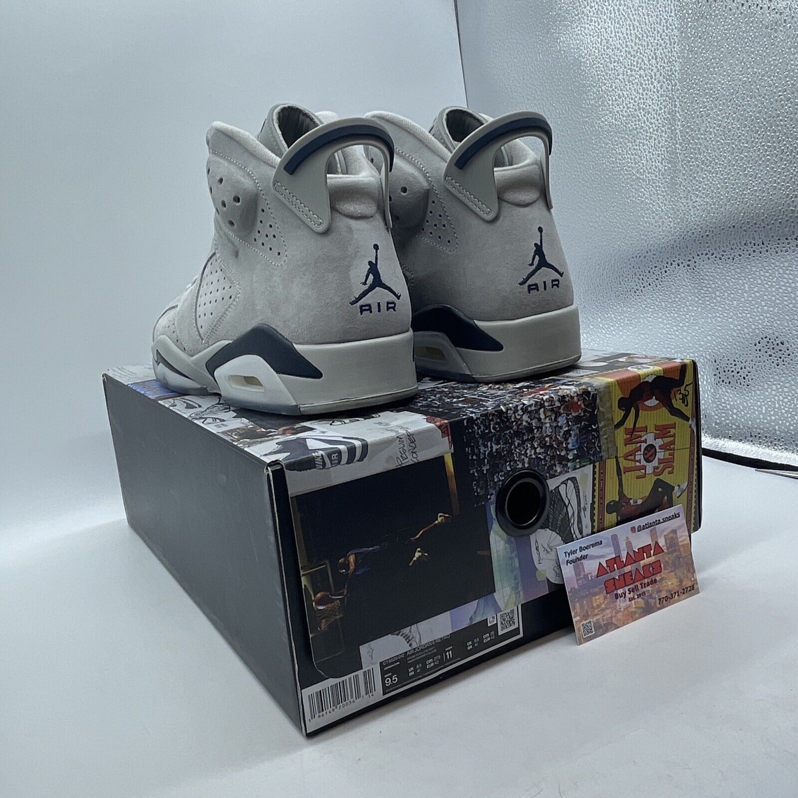 Size 9.5 - Jordan 6 Retro Mid Georgetown Grey Navy Blue White (CT8529-012)