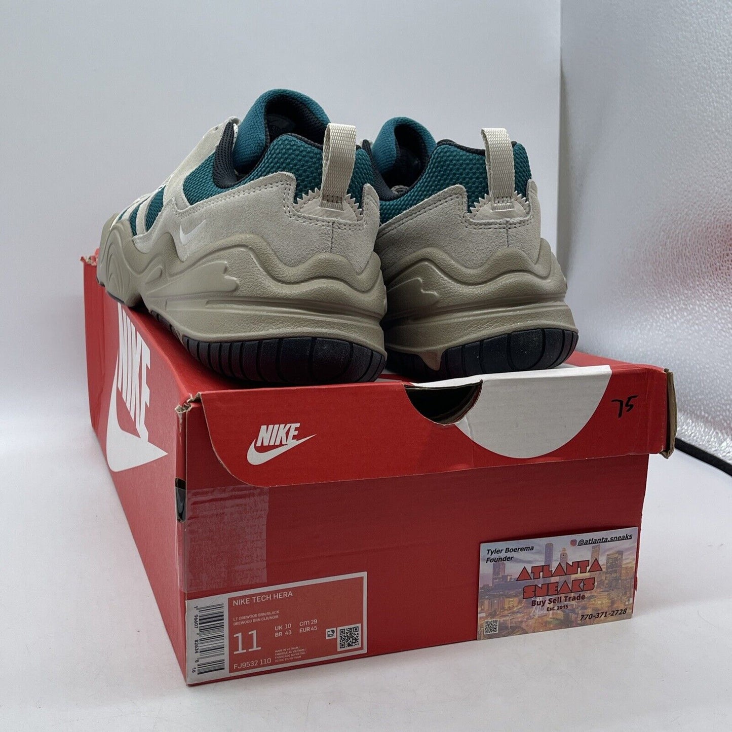 Size 11 - Nike Tech Hera Light Orewood Geode Teal Tan Brown Suede (FJ9532-110)