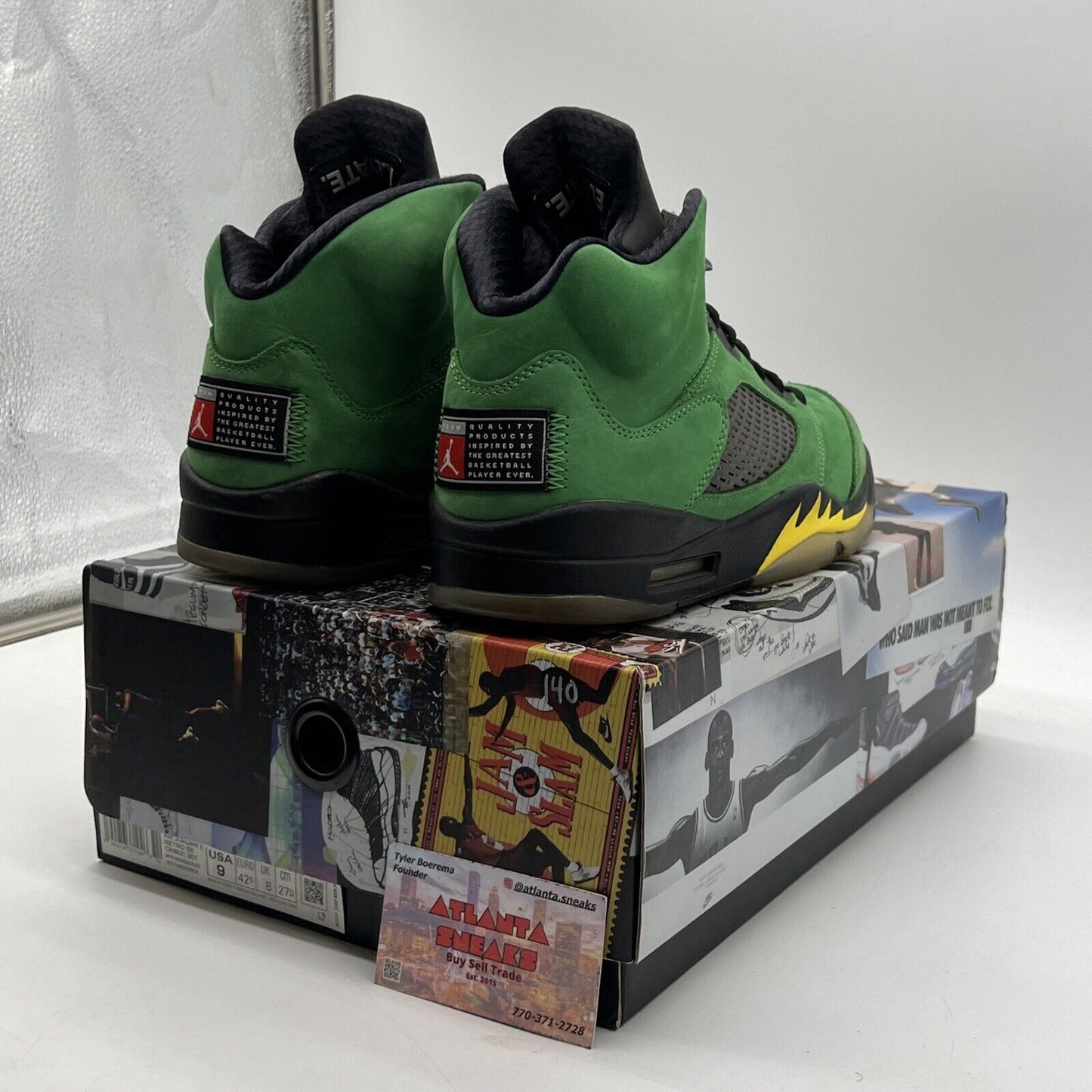 Size 9 - Jordan 5 Retro SE Oregon 2020 Black Yellow Suede Green (CK6631-307)