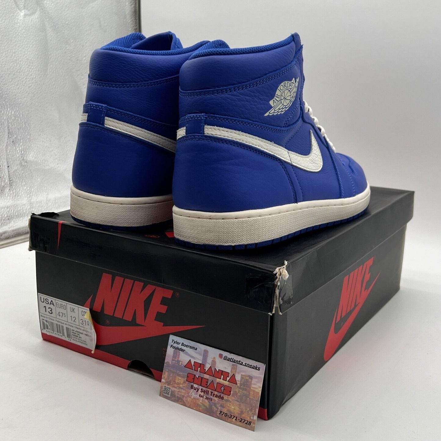 Size 13 - Air Jordan 1 Retro OG High Hyper Royal Leather White (555088-401)