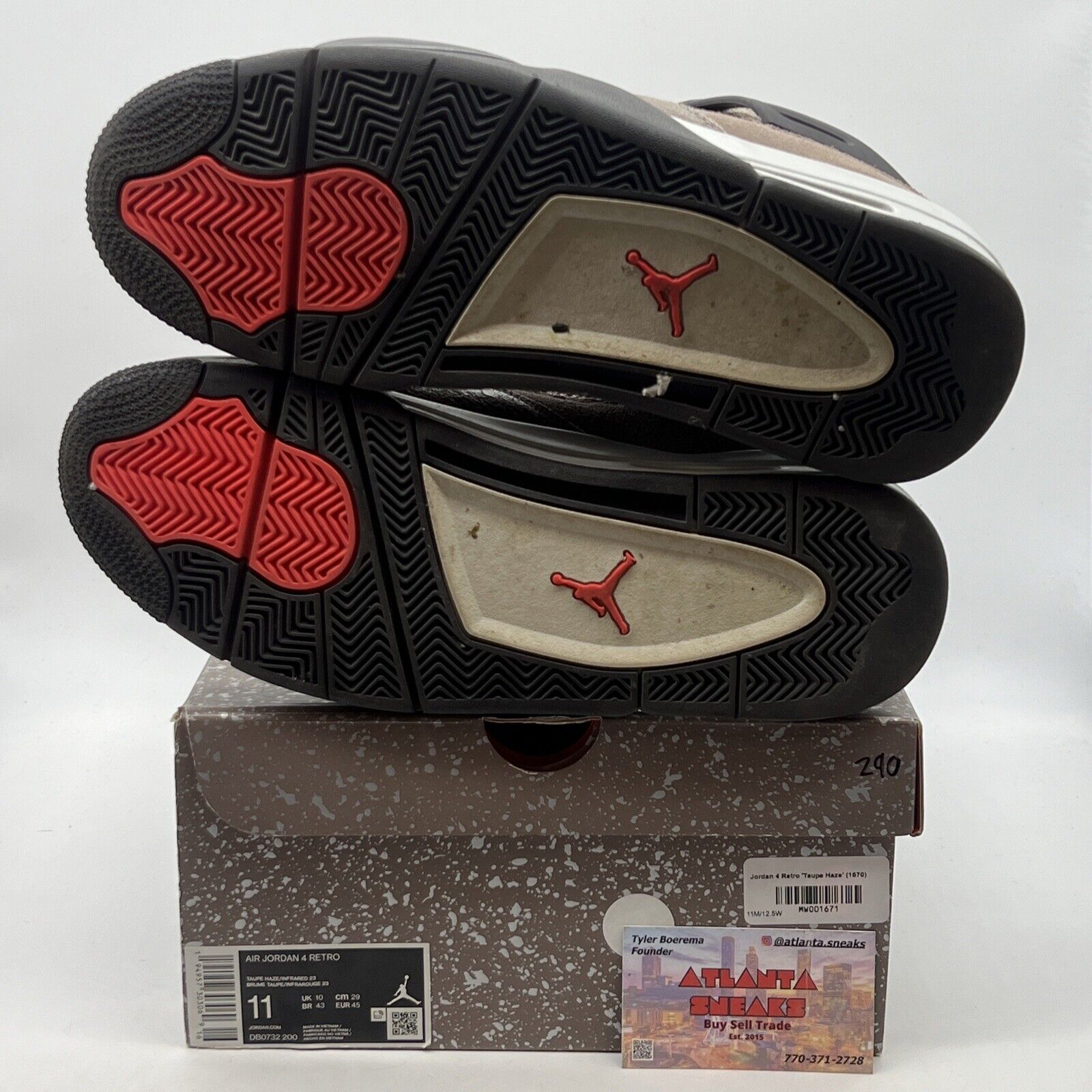 Size 11 - Jordan 4 Retro Mid Taupe Haze White Black Red (DB0732-200)