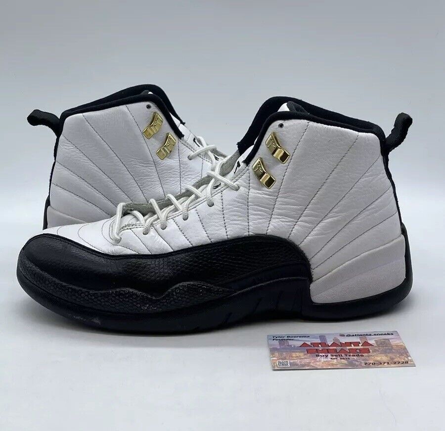 Size 9 - Jordan 12 Retro taxi release 2013 Black White Red Gold (130690-125)