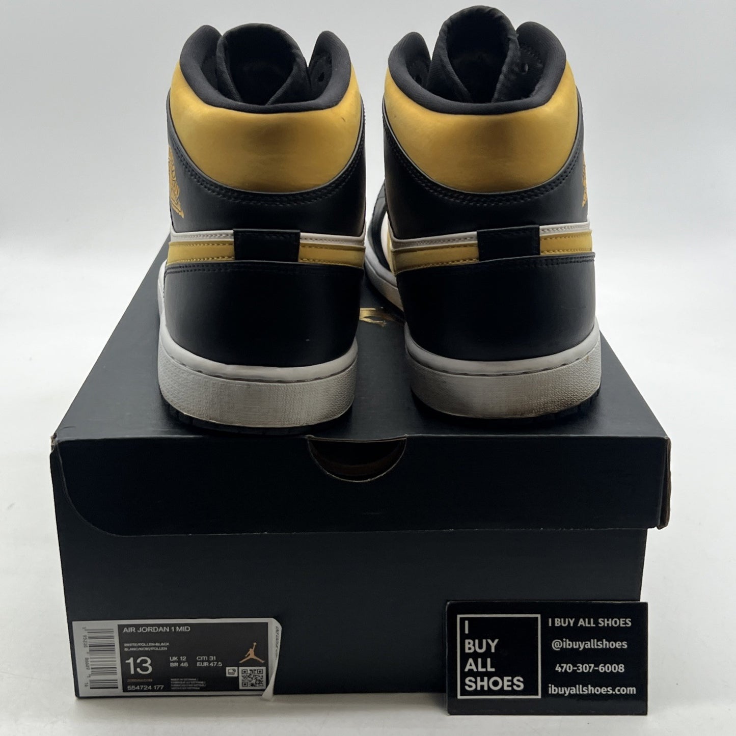 Size 13 - Air Jordan 1 Mid Black University Gold (554724-177)