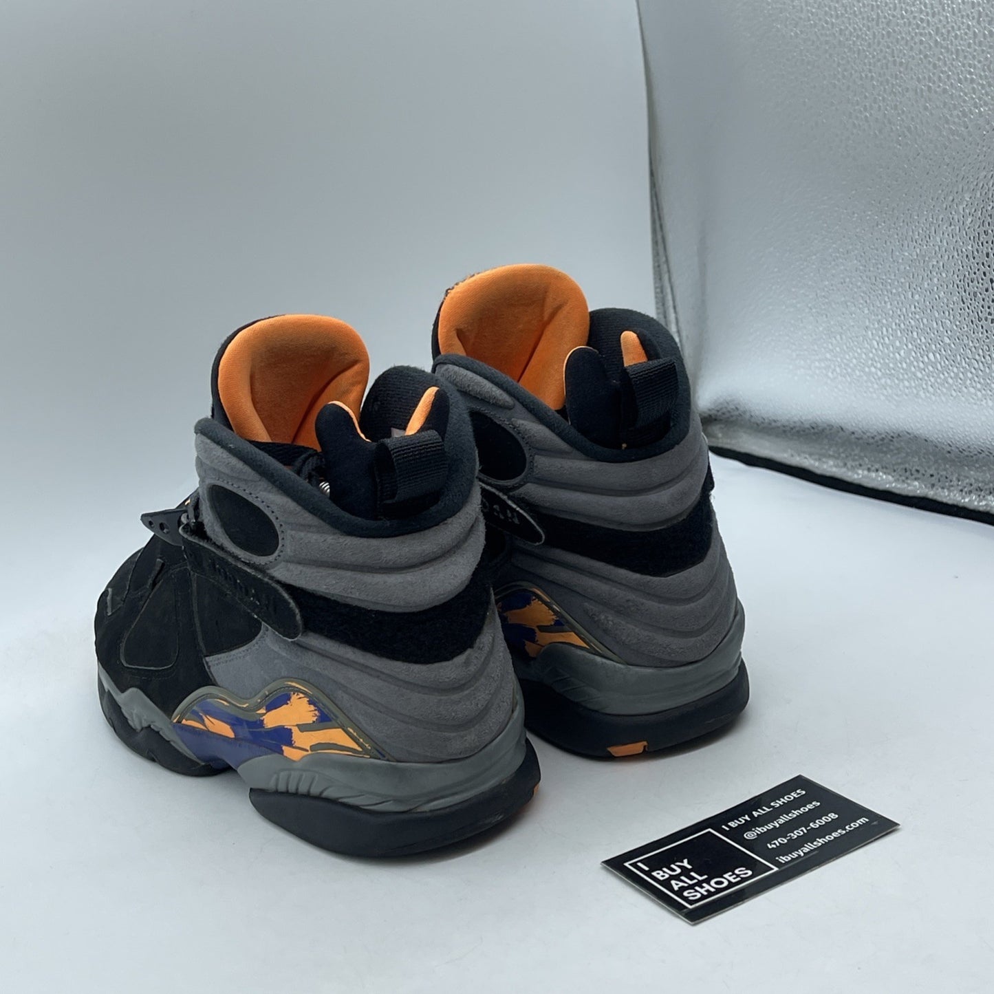 Size 9 - Air Jordan 8 Retro Phoenix Suns Black Grey Suede (305381-043)