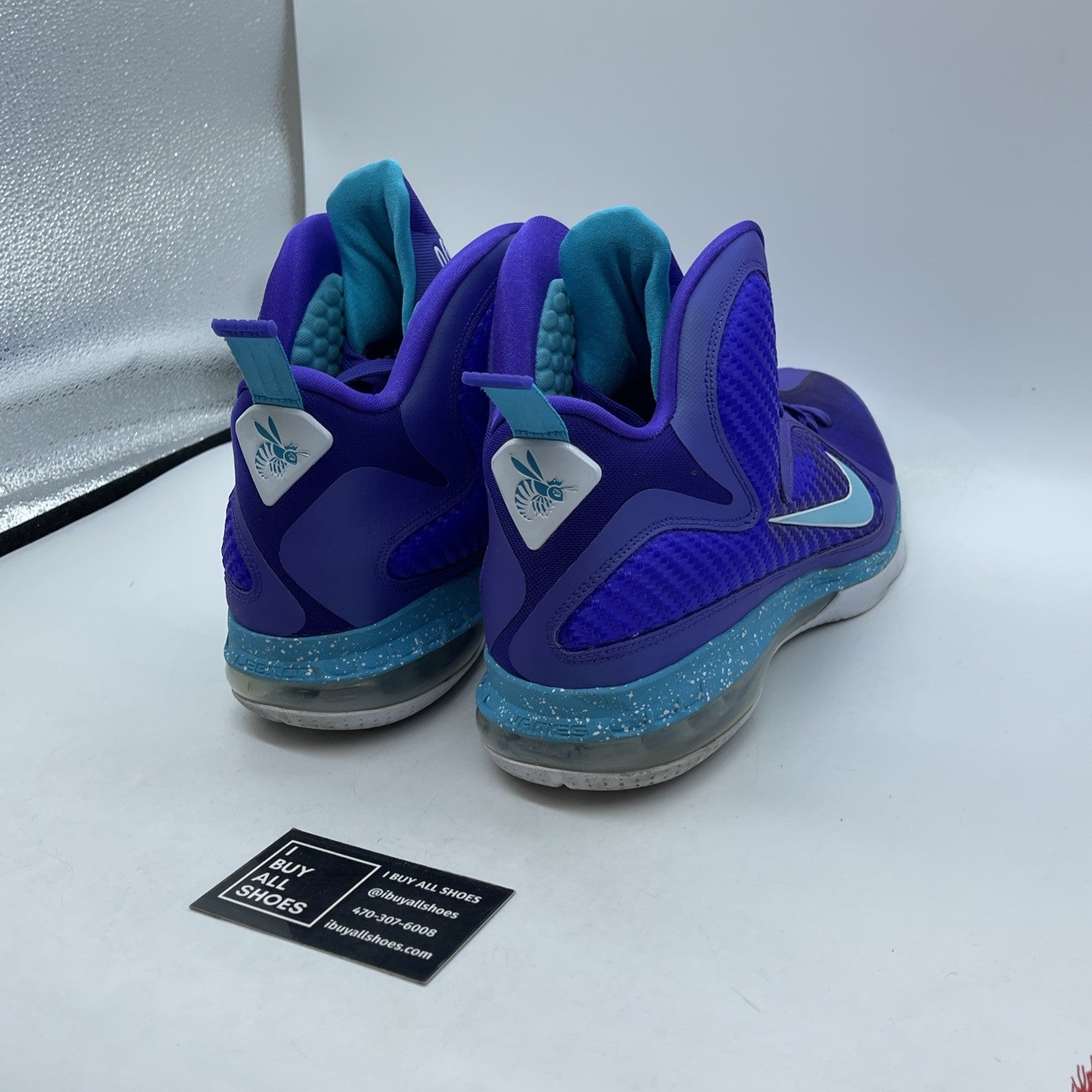 Size 13 - Nike LeBron 9 Summit Lake Hornets Purple Blue Leather (469764-500)