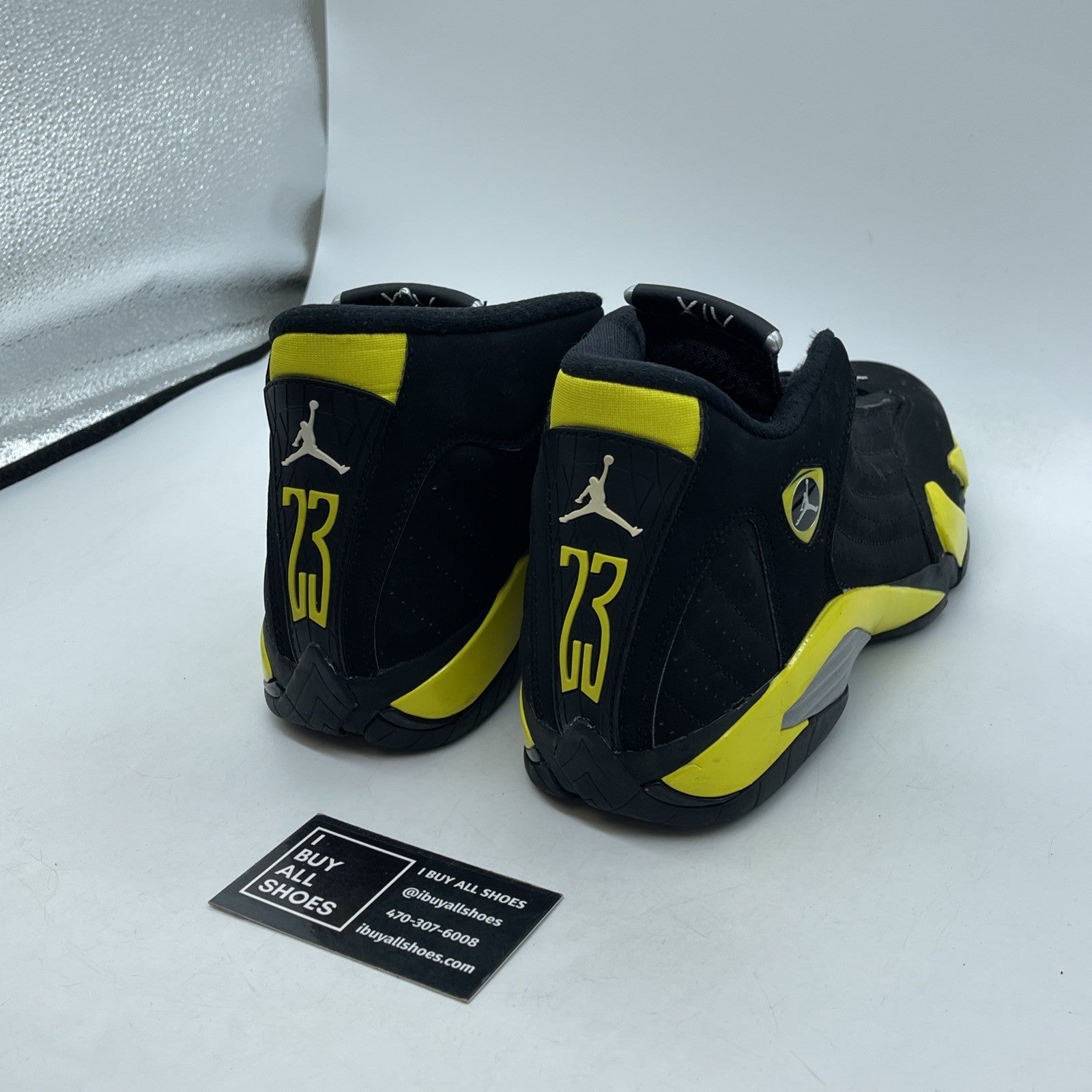 Size 9 - Air Jordan 14 Retro Thunder Black Yellow Suede (487471-070)