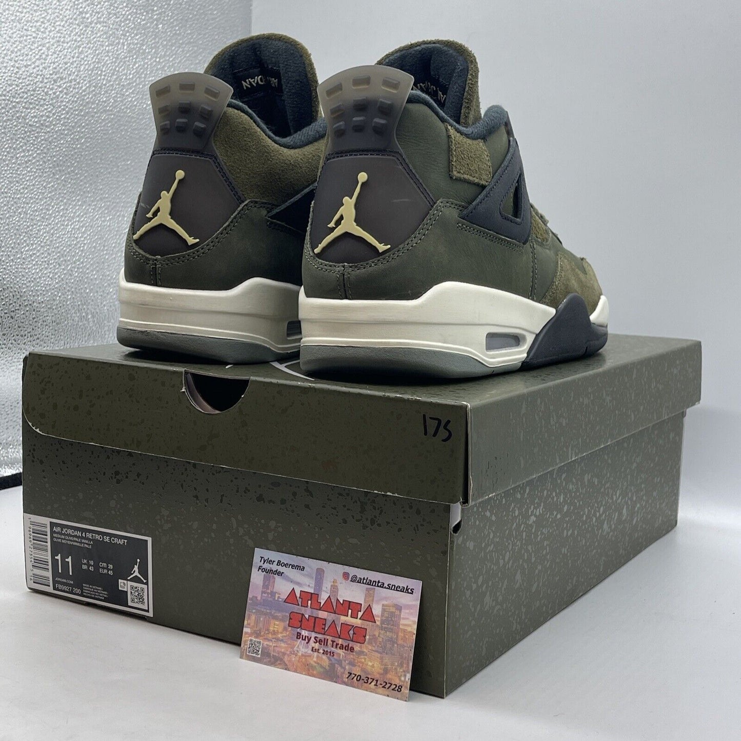 Size 11 - Jordan 4 SE Retro Low Craft - Olive White Black Suede (FB9927-200)