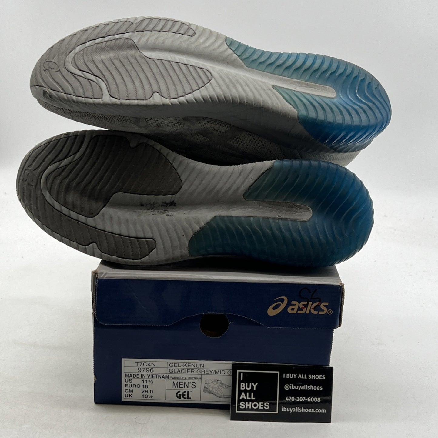 Size 11.5 - Asics Gel-Kenun Gray Mesh Athletic Running Sneakers (T7C4N-9796)