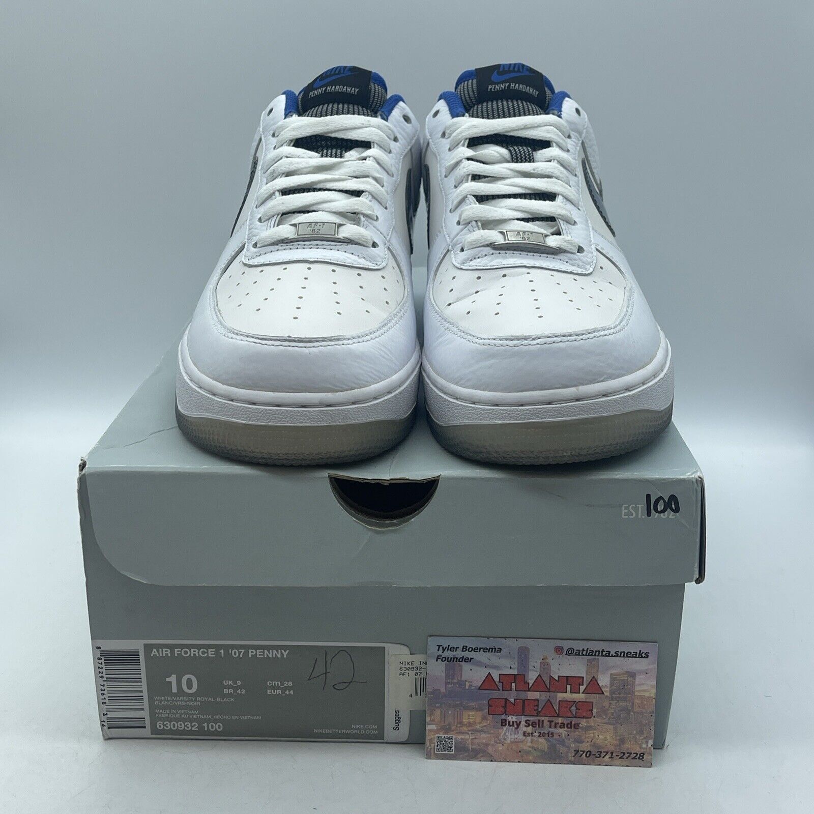 Size 10 - Nike Air Force 1 '07 Penny Hardaway Blue White Leather (630932-100)