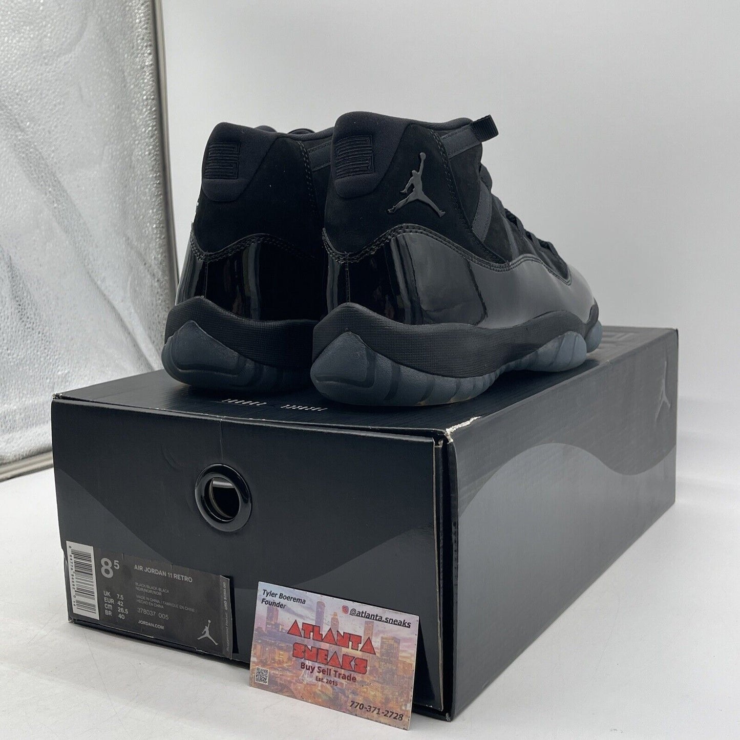 Size 8.5 - Jordan 11 Retro Cap and Gown 2018 Black Suede Leather (378037-005)