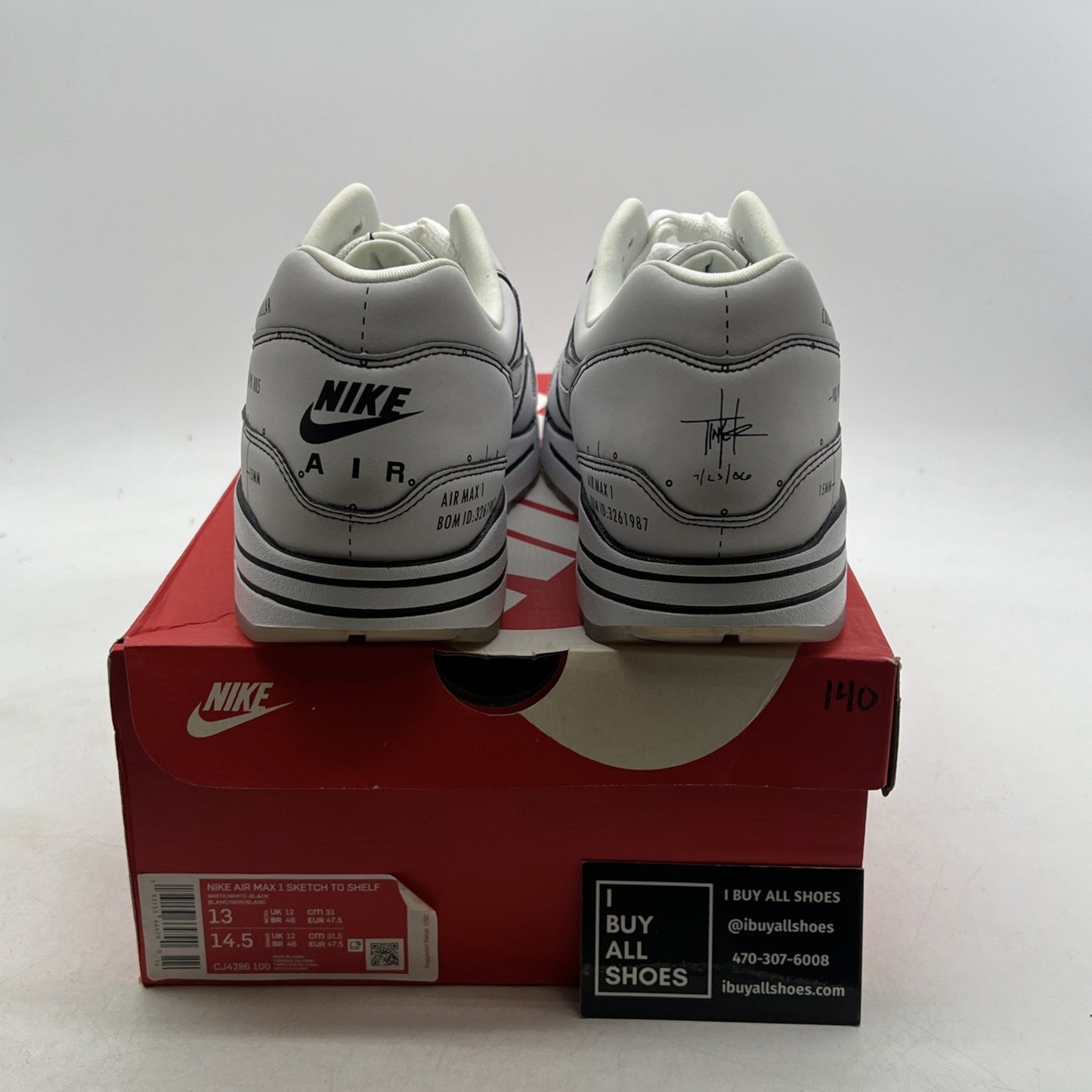 Size 13 - Nike Air Max 1 Sketch To Shelf - White (CJ4286-100)
