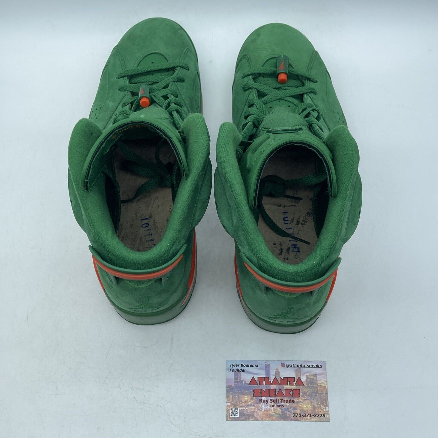 Size 11.5 - Air Jordan 6 Retro NRG Green Suede Gatorade Orange (AJ5986-335)