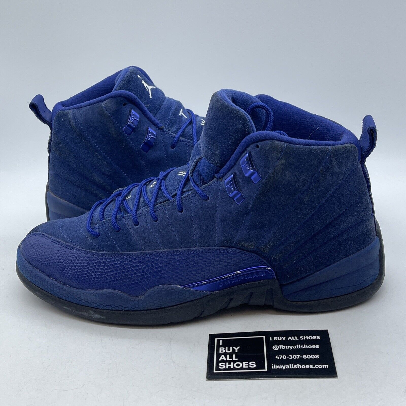 Size 10.5 - Air Jordan 12 Retro Deep Royal Blue Black White Suede (130690-400)