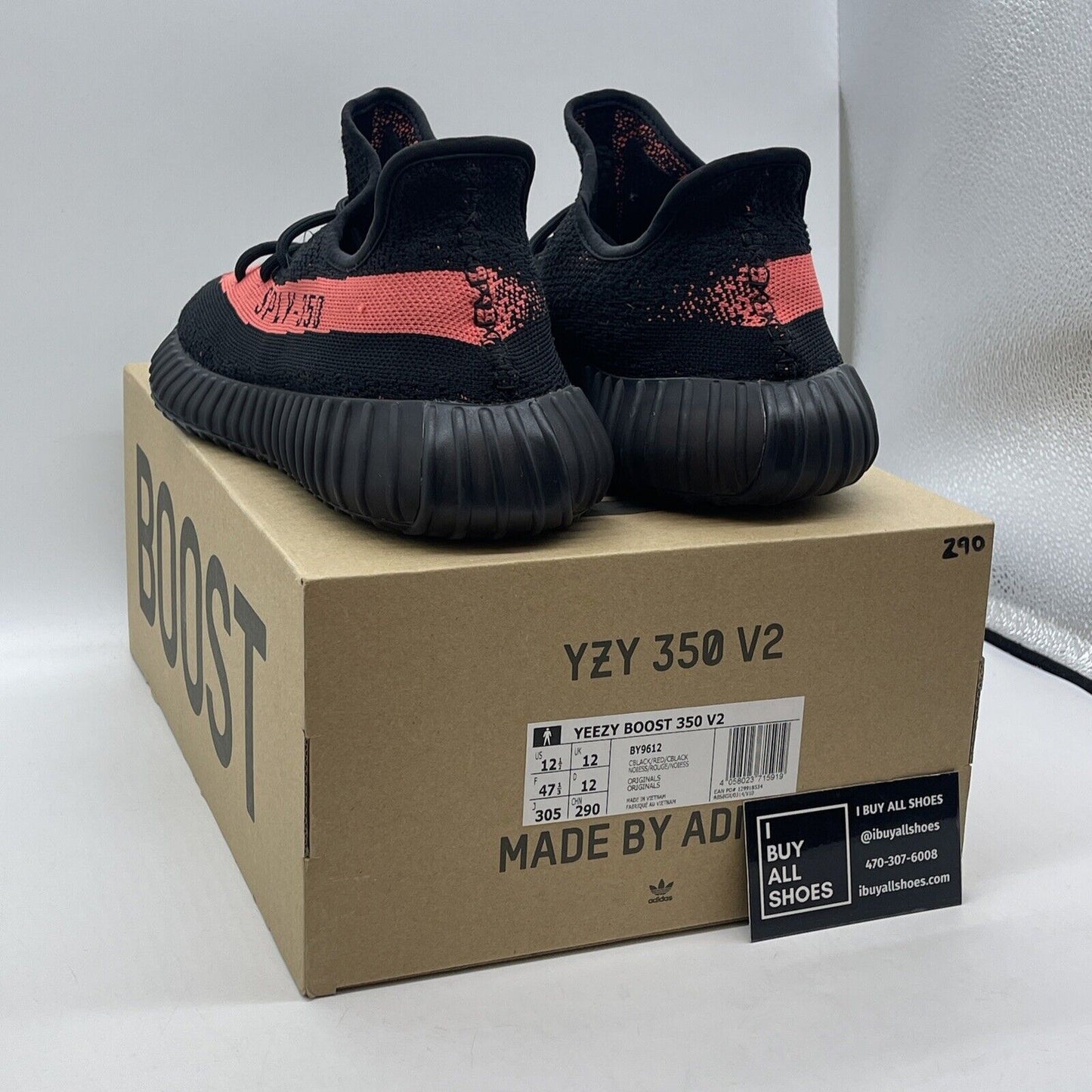 Size 12.5 - adidas Yeezy Boost 350 V2 Low Red Stripe Black Suede (BY9612)
