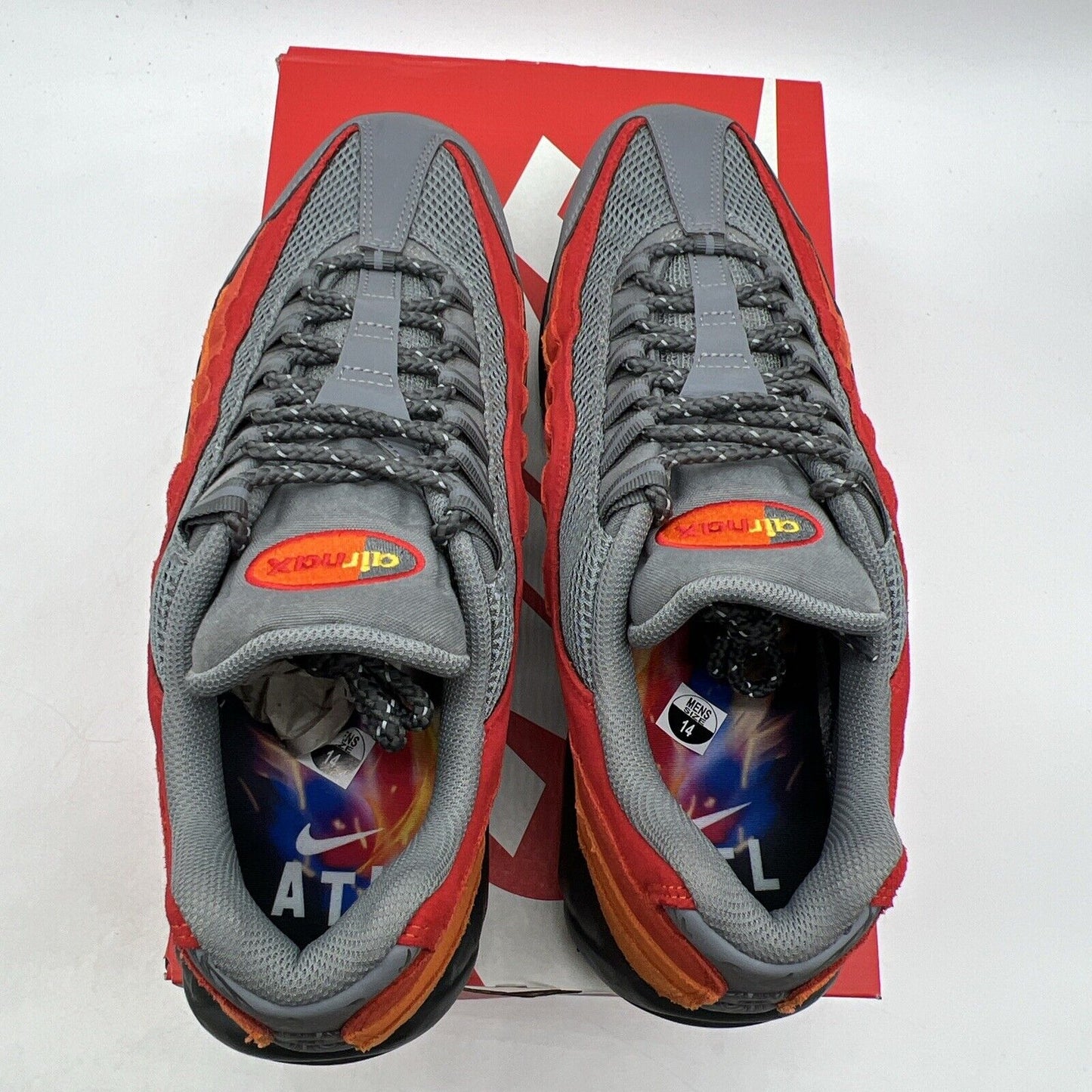 Size 14 - Nike Air Max 95 Premium Atlanta Grey Red Orange (FZ4125-060)