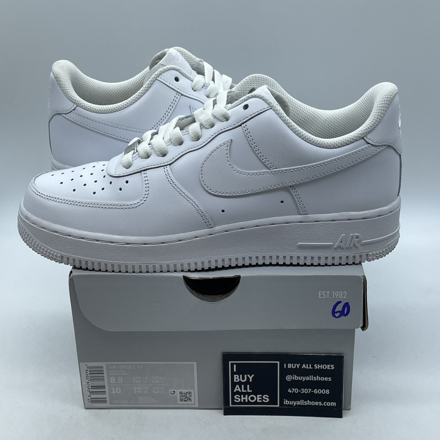 Size 8.5 - Nike Air Force 1 '07 Low Triple White (CW2288-111)