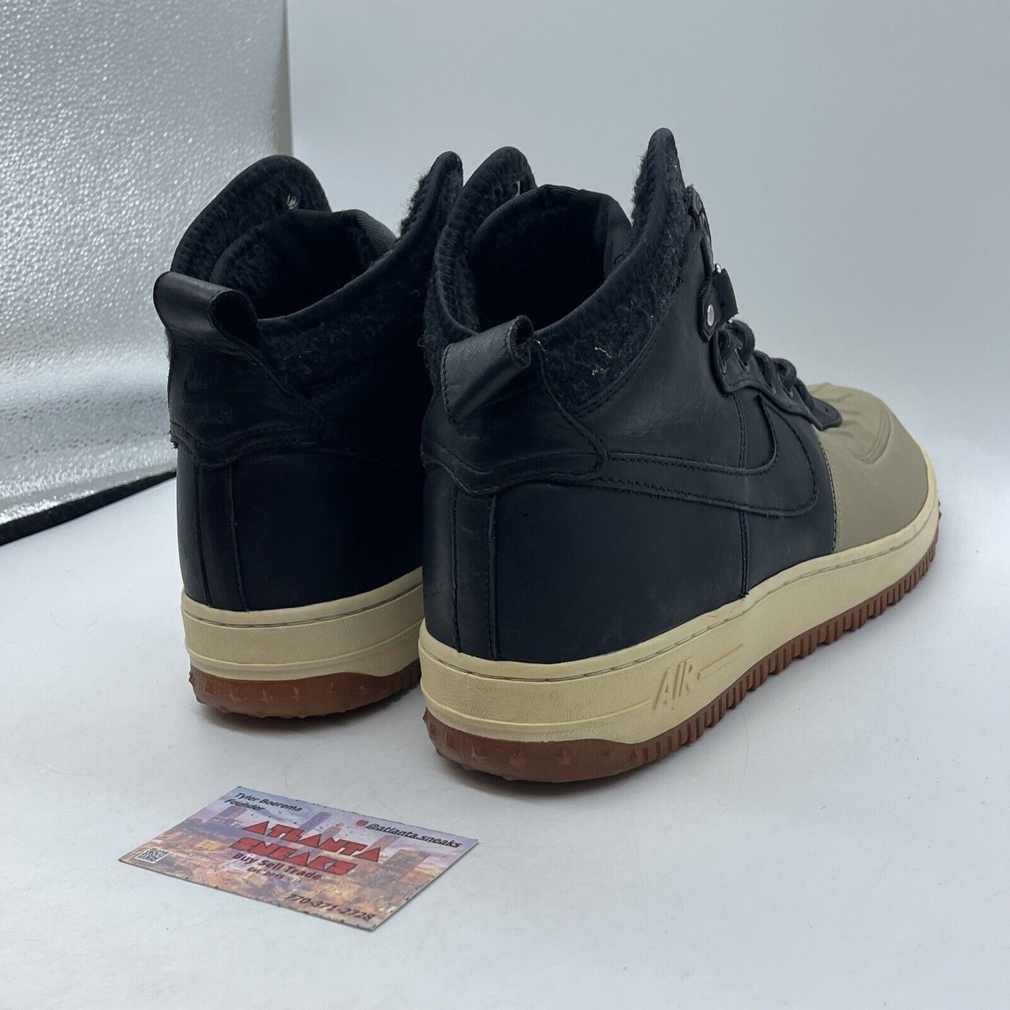 Size 12 - Nike Air Force 1 Black Leather Brown Suede (444745-003)