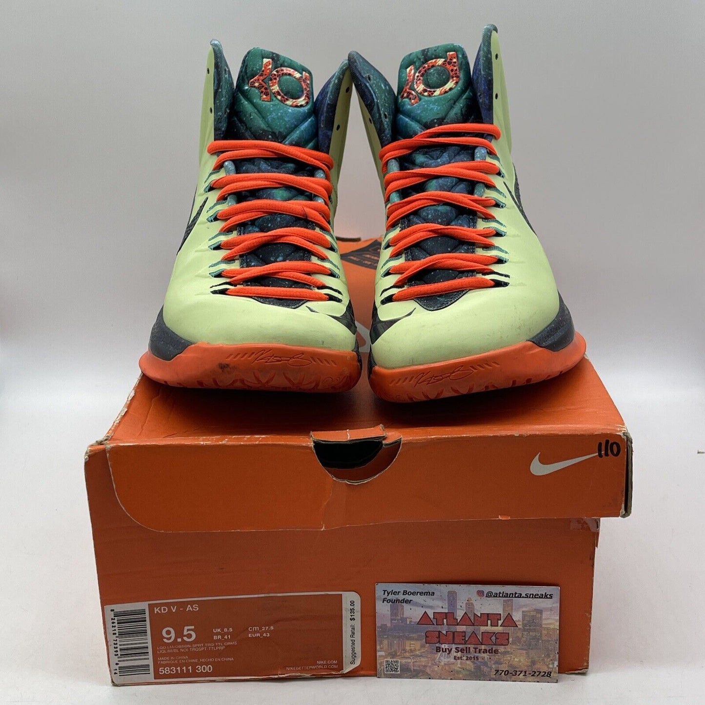 Size 9.5 - Nike KD 5 All-Star Extraterrestrial Green Suede Black (583111-300)
